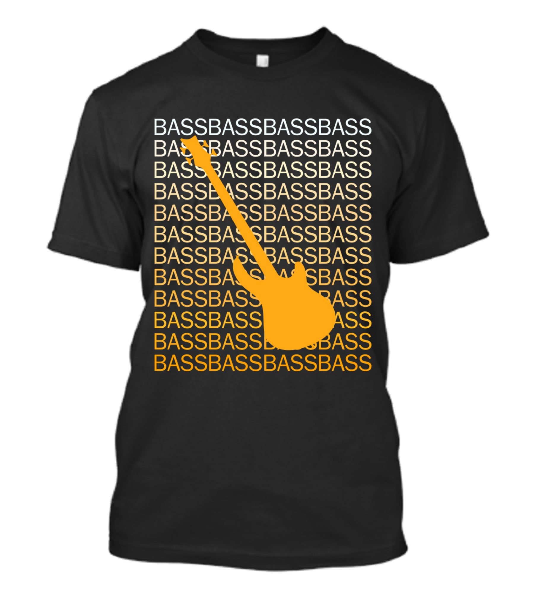 Bass Guitar Silhouette With Repeated Bass Text T-Shirt