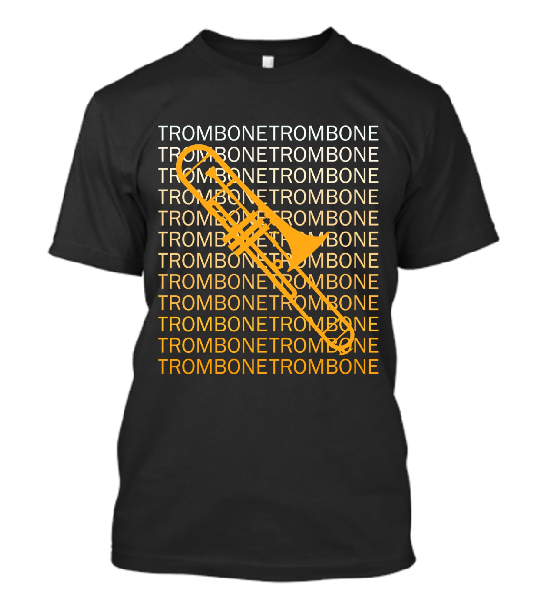 Trombone Repeated Pattern With Bold Yellow Trombone T-Shirt
