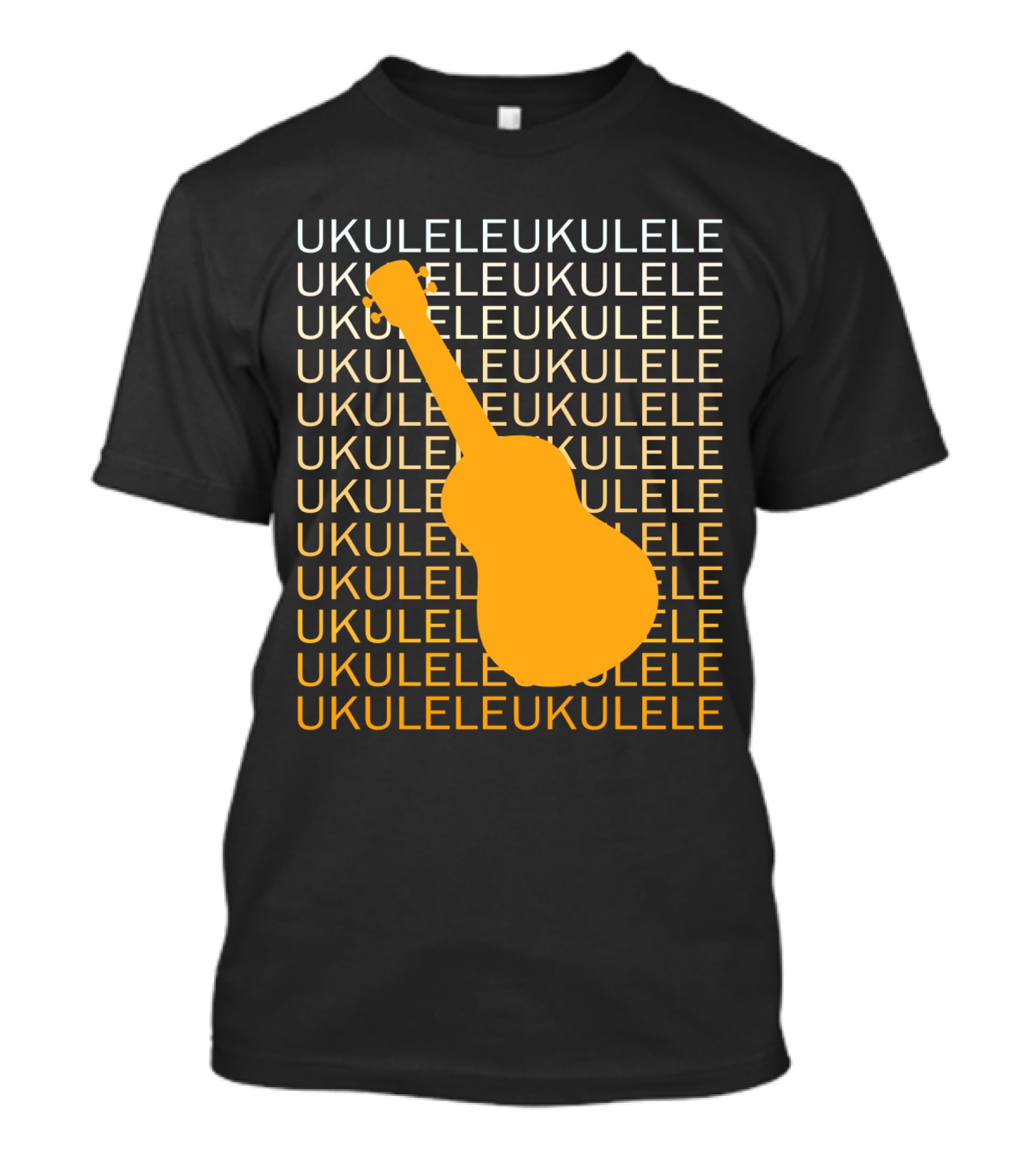 Repeating Ukulele Text With Orange Ukulele T-Shirt