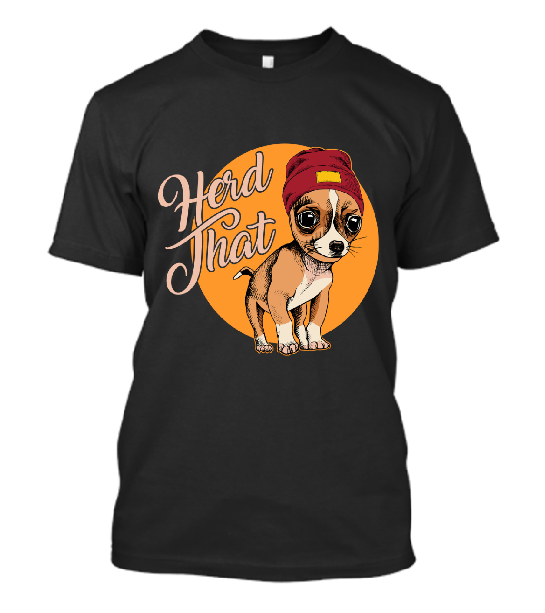 Funny Herd That Chihuahua Animal Lover Dog Wearing Cute Beanie T-Shirt
