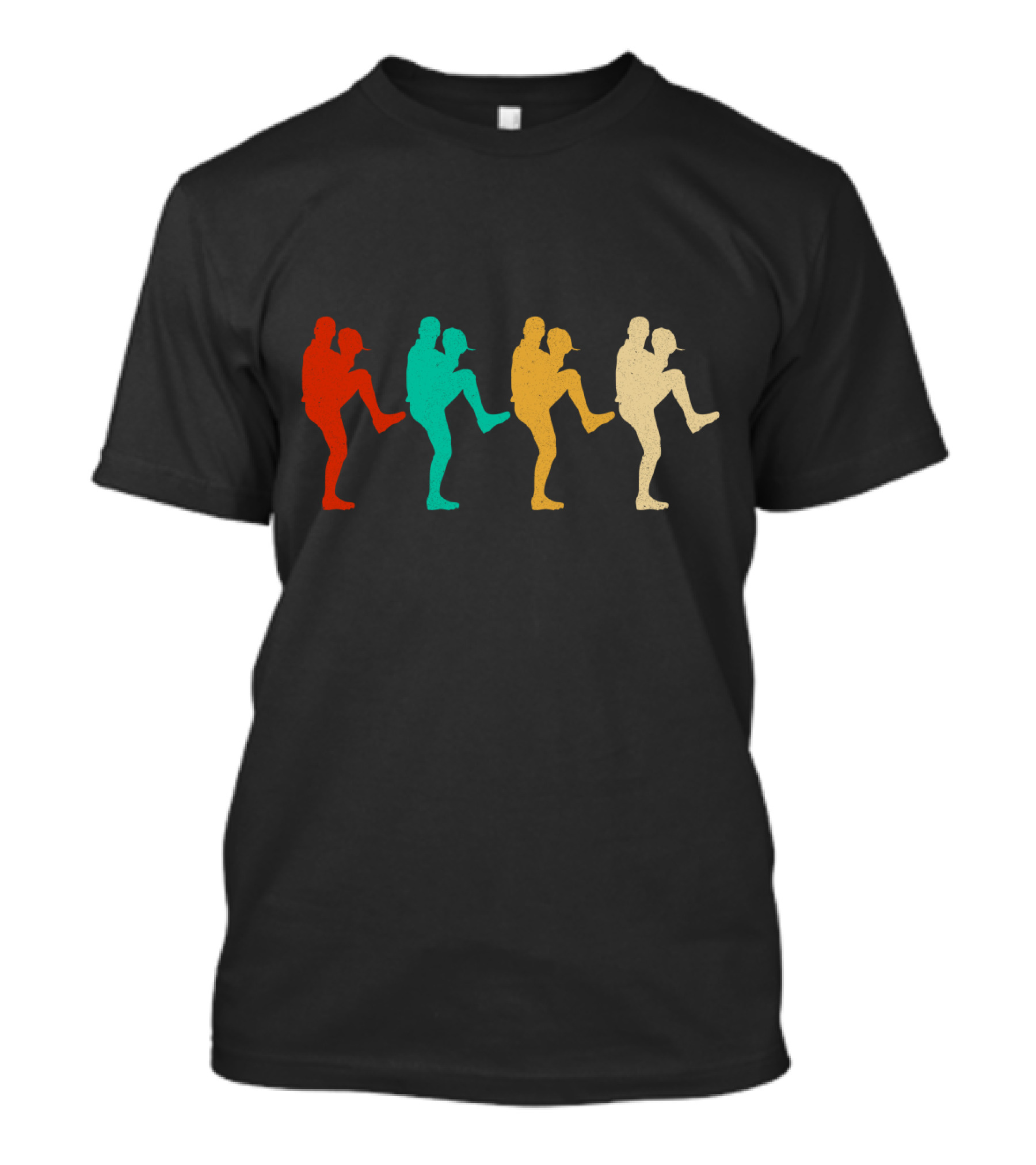 Vintage Baseball Pitching Silhouettes Multicolor T-Shirt