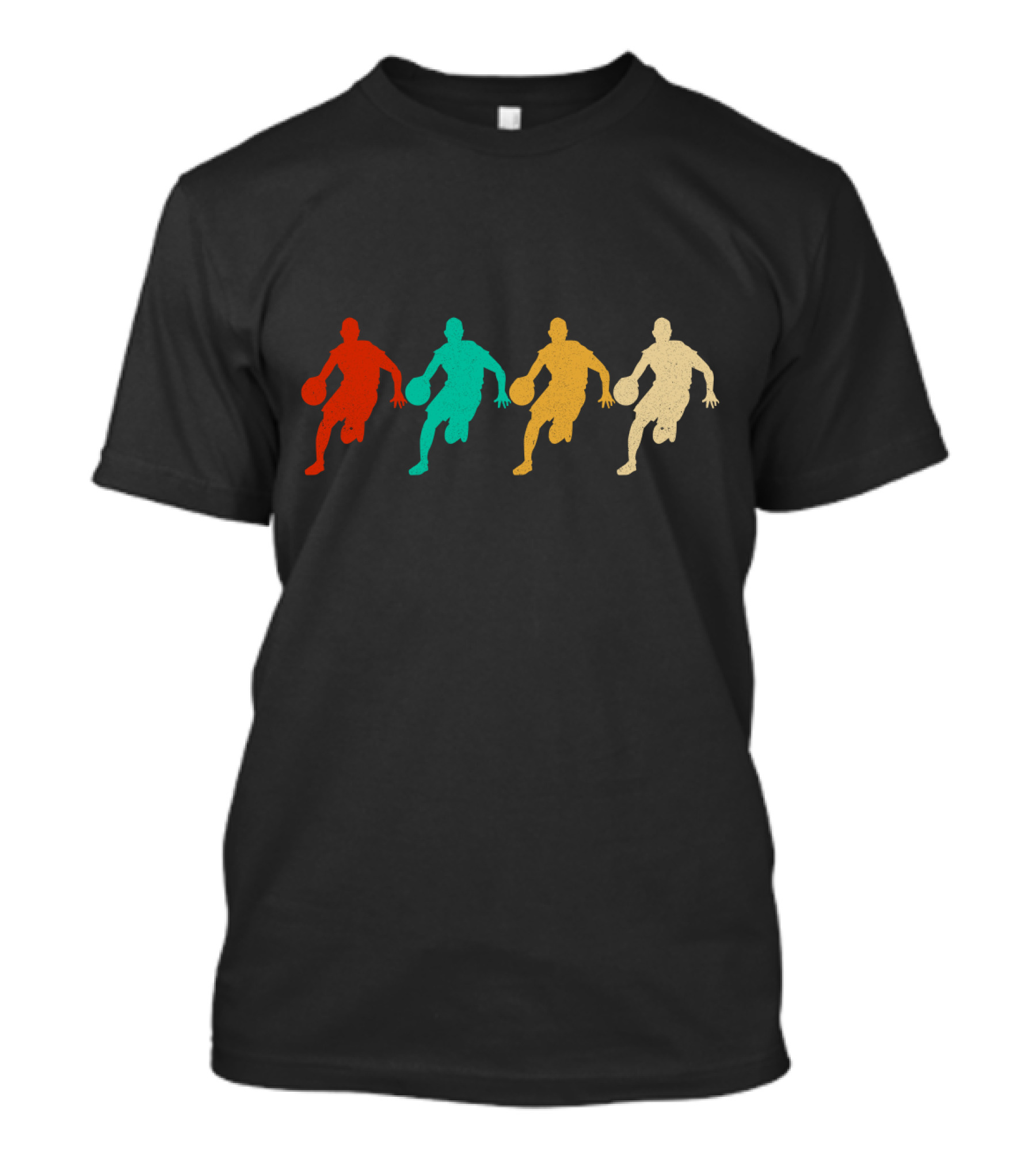 Vintage Basketball Dribbling Silhouettes Retro Colors T-Shirt