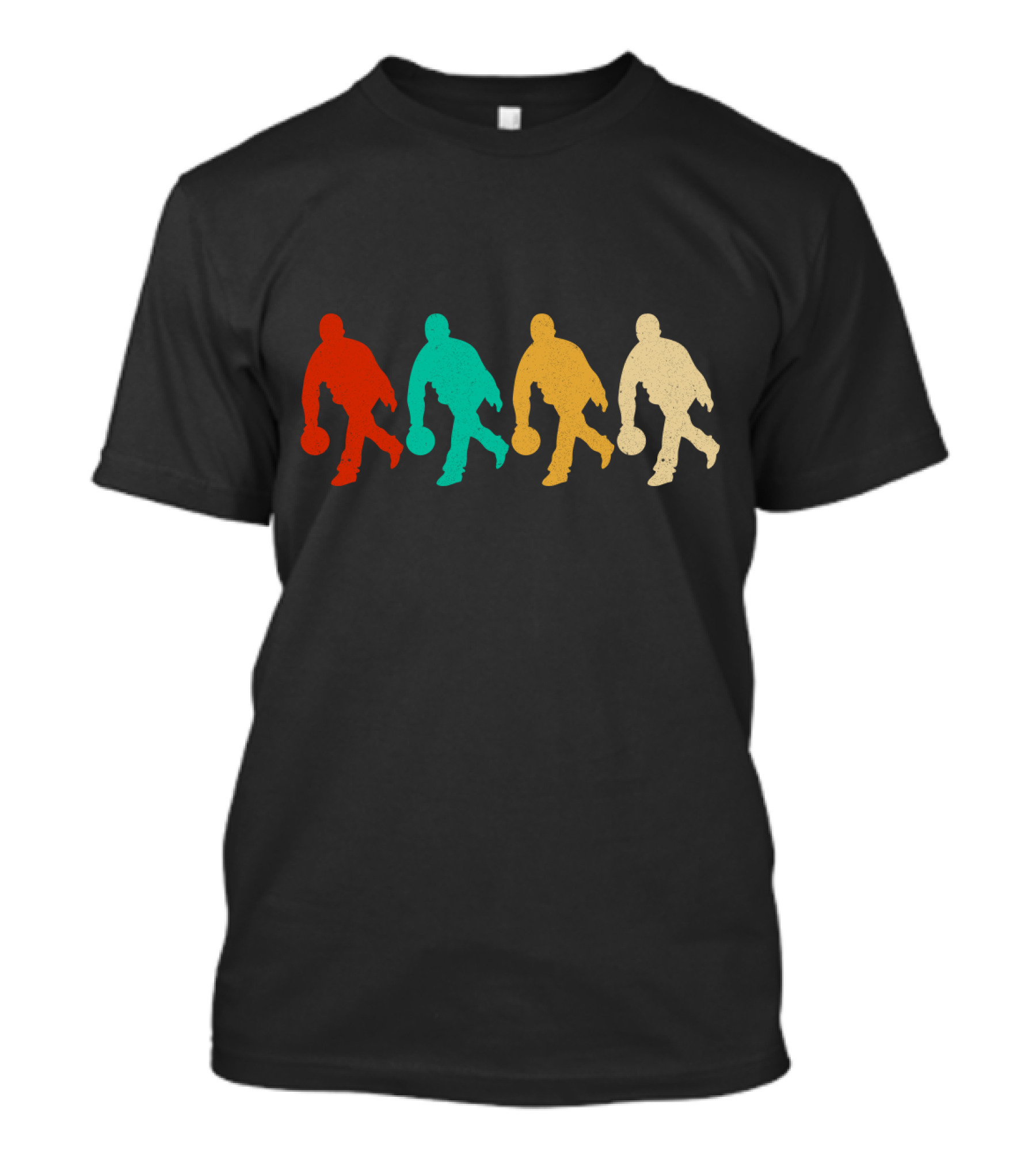 Vintage Bowling Silhouette Retro Colorful Bowlers T-Shirt