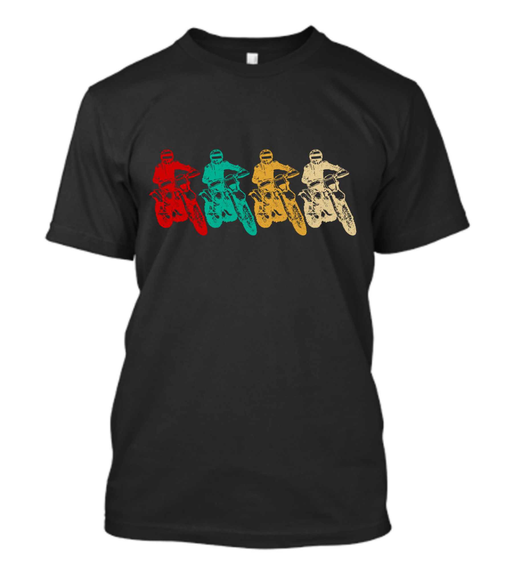 Vintage Dirt Bike Racing Multicolor Riders T-Shirt