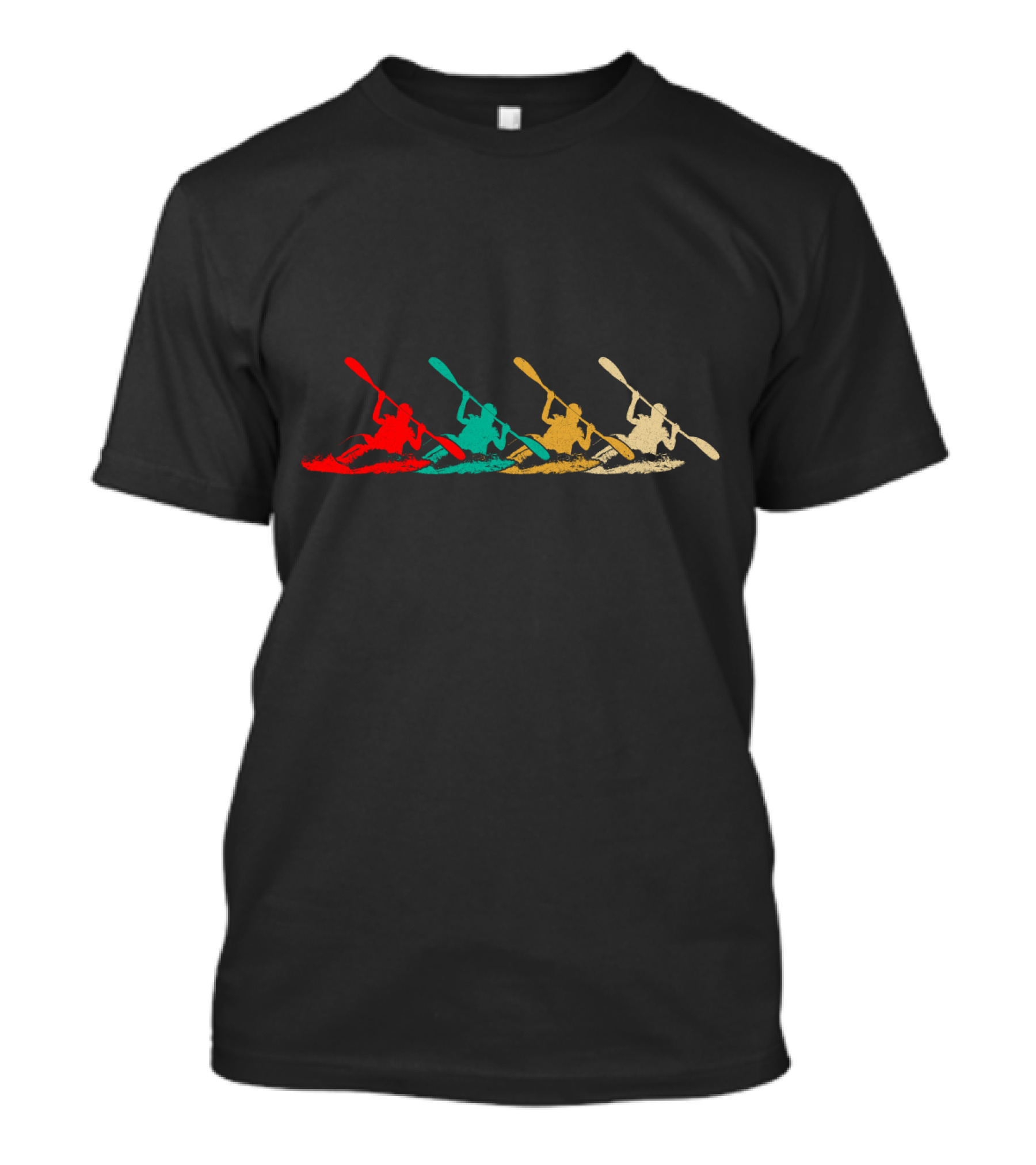 Vintage Retro Kayaking Multicolor Paddle Adventure T-Shirt