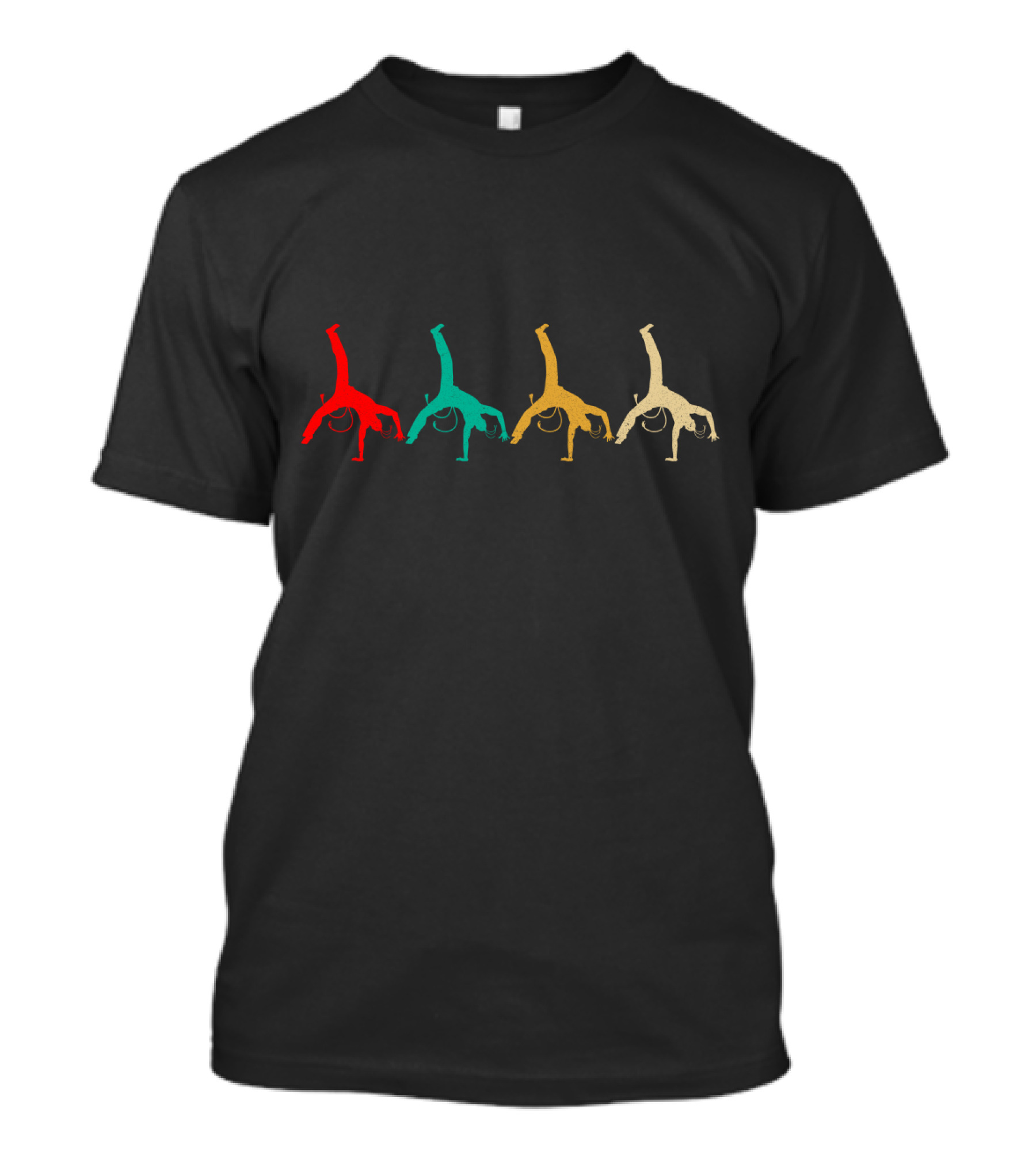 Vintage Capoeira Handstand Silhouettes In Retro Colors T-Shirt