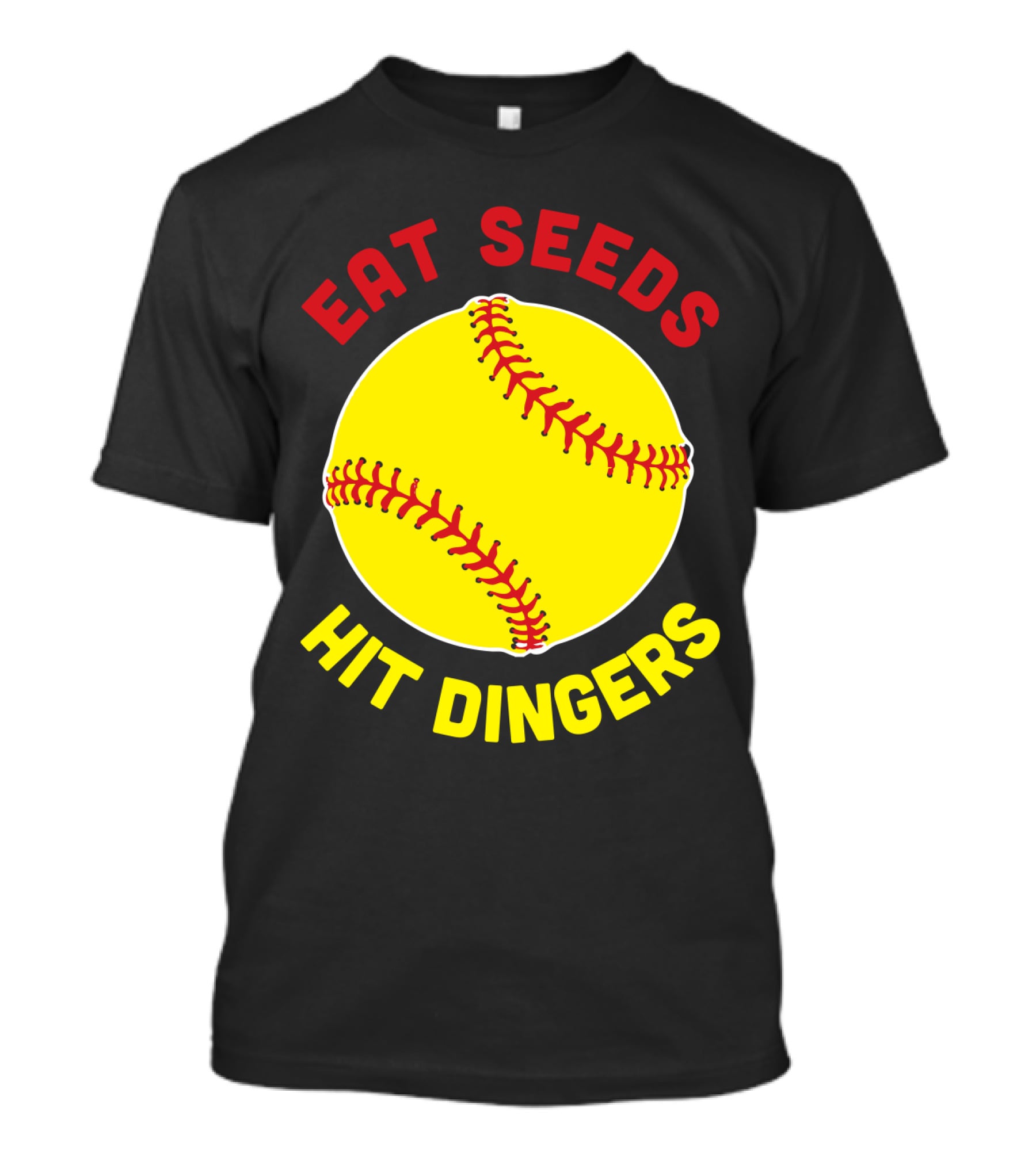 Eat Seeds Hit Dingers Softball Yellow T-Shirt