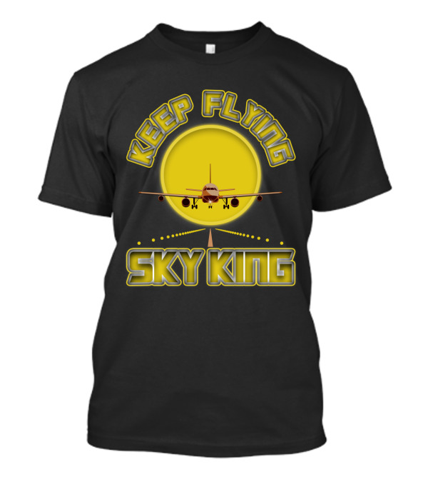 Keep Flying Sky King Aviation Pilot Airplane Jet Landing Sunset T-Shirt
