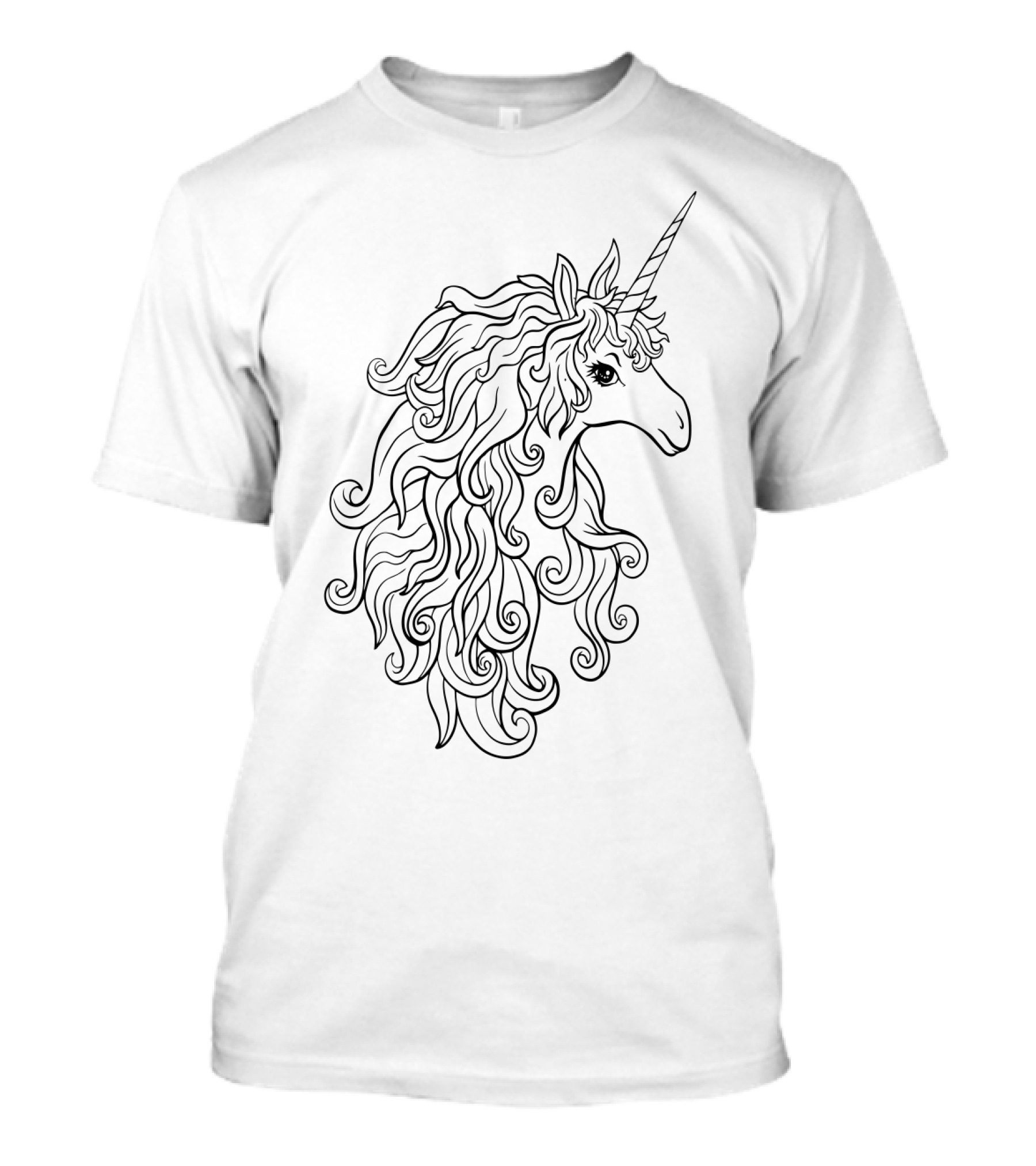 Unicorn Coloring Book Style DIY Magical Mane Drawing T-Shirt