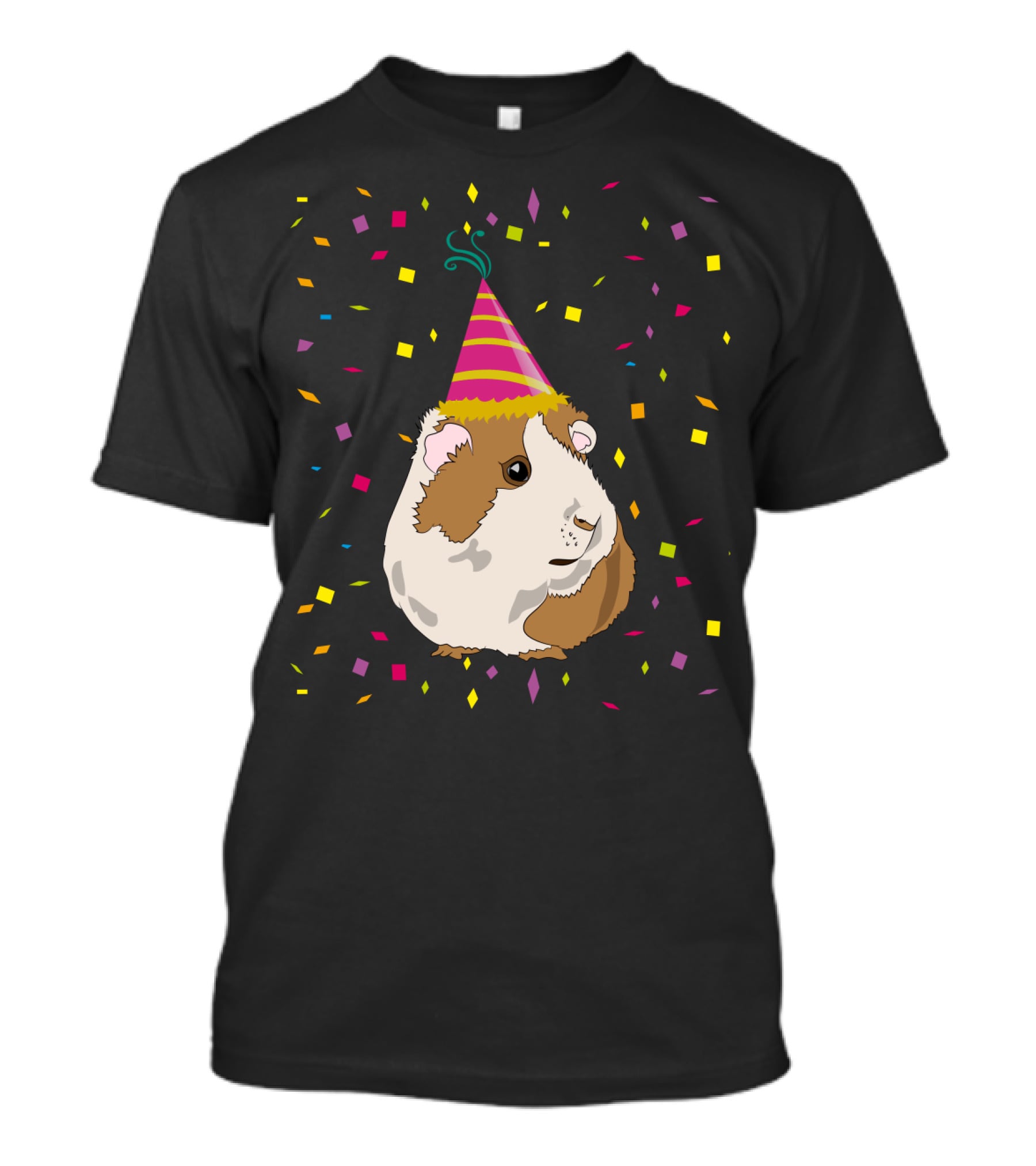 Funny Guinea Pig Birthday Celebration With Party Hat And Confetti T-Shirt