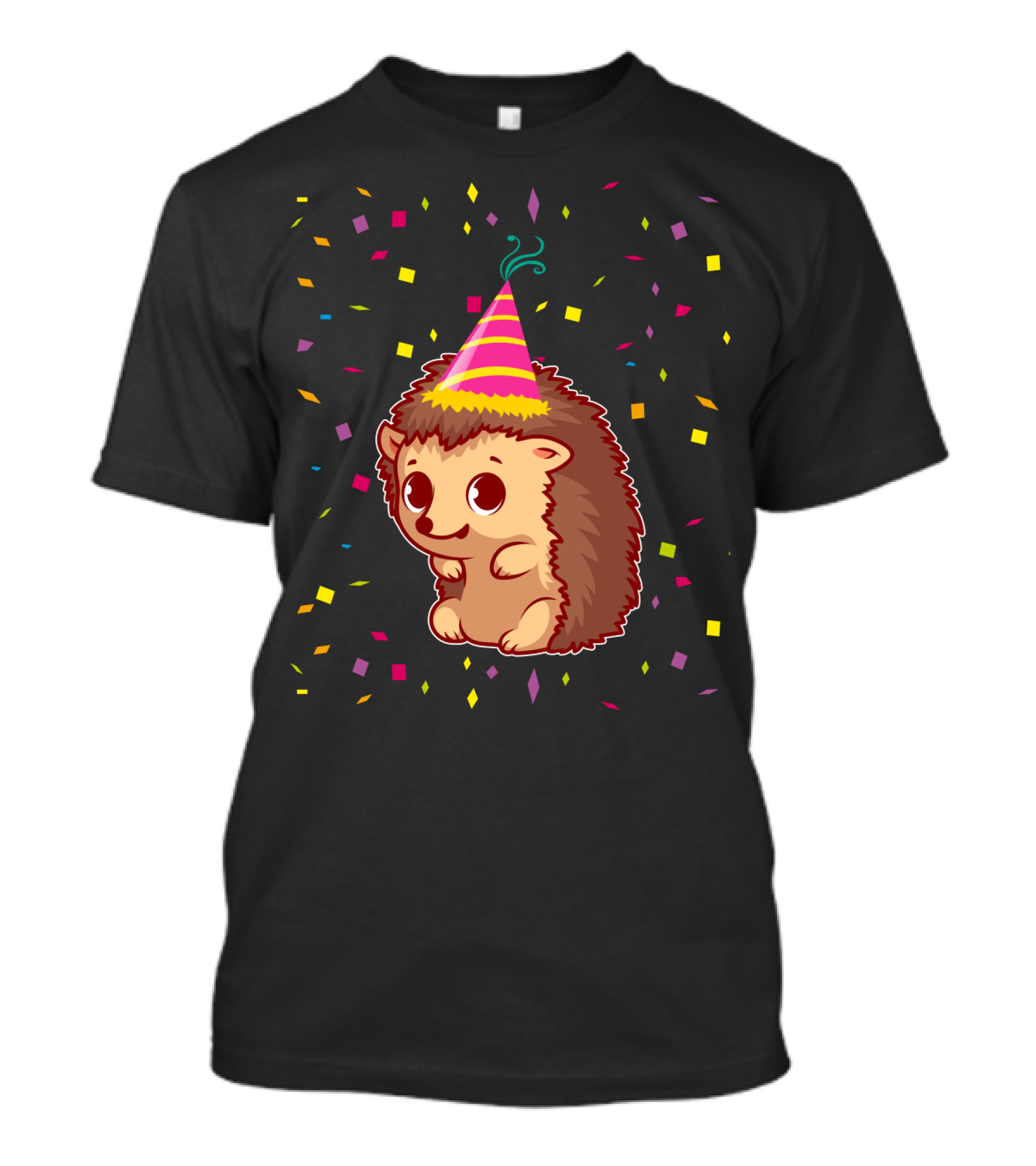 Hedgehog Party Confetti Celebration Birthday Fun T-Shirt