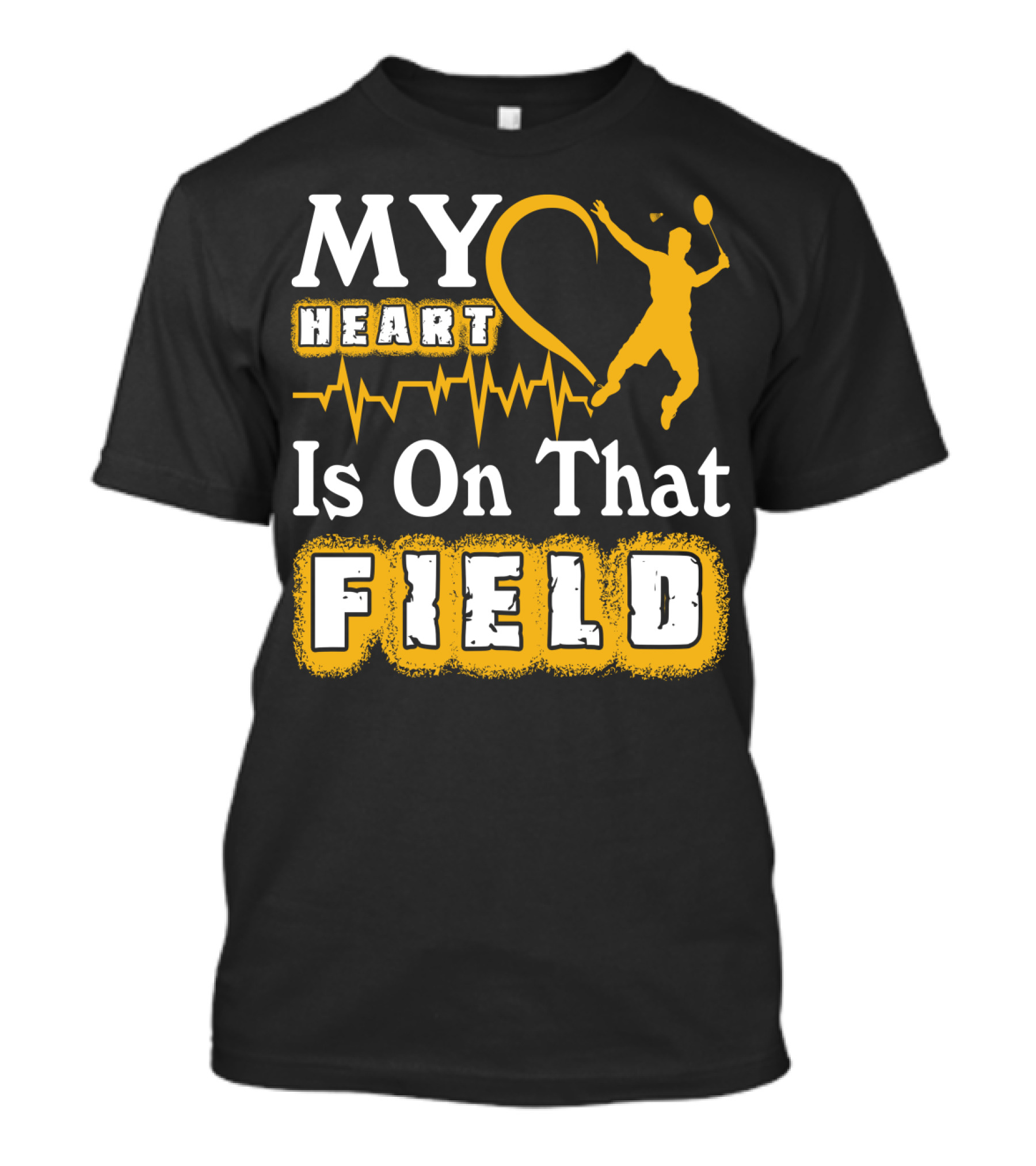 My Heart Is On That Field Badminton Player Pulse EKG T-Shirt