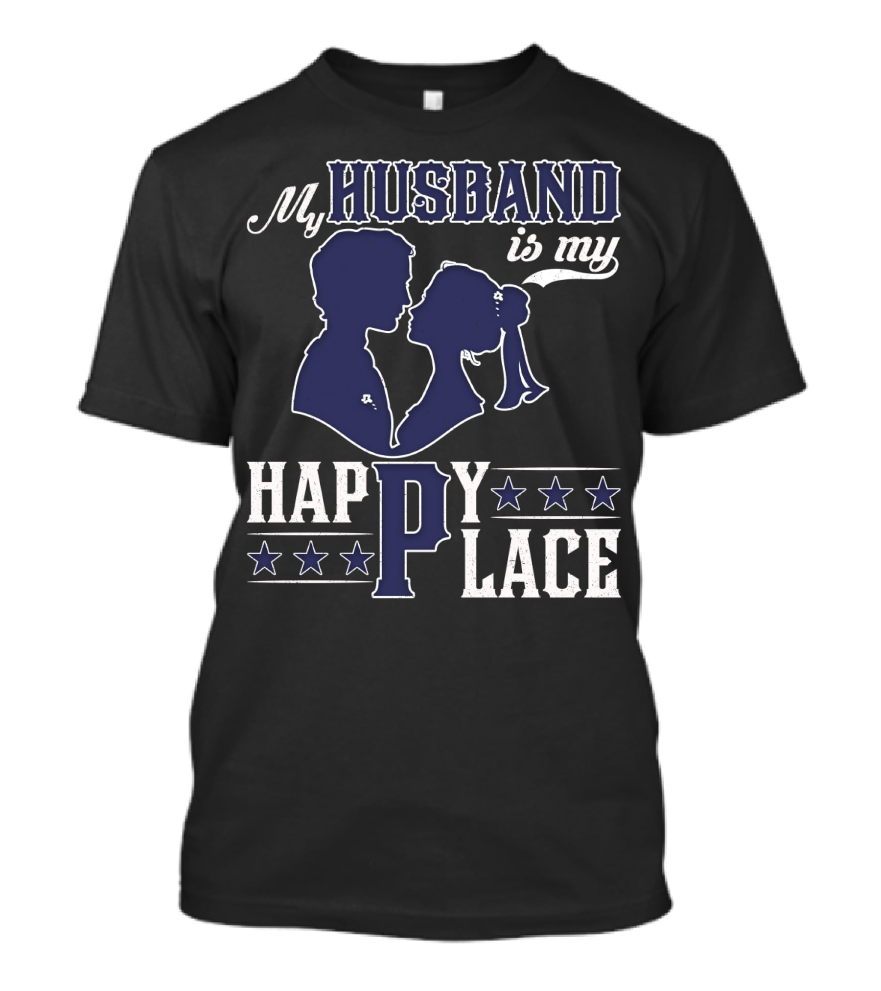 My Husband Is My Happy Place Silhouette Stars T-Shirt