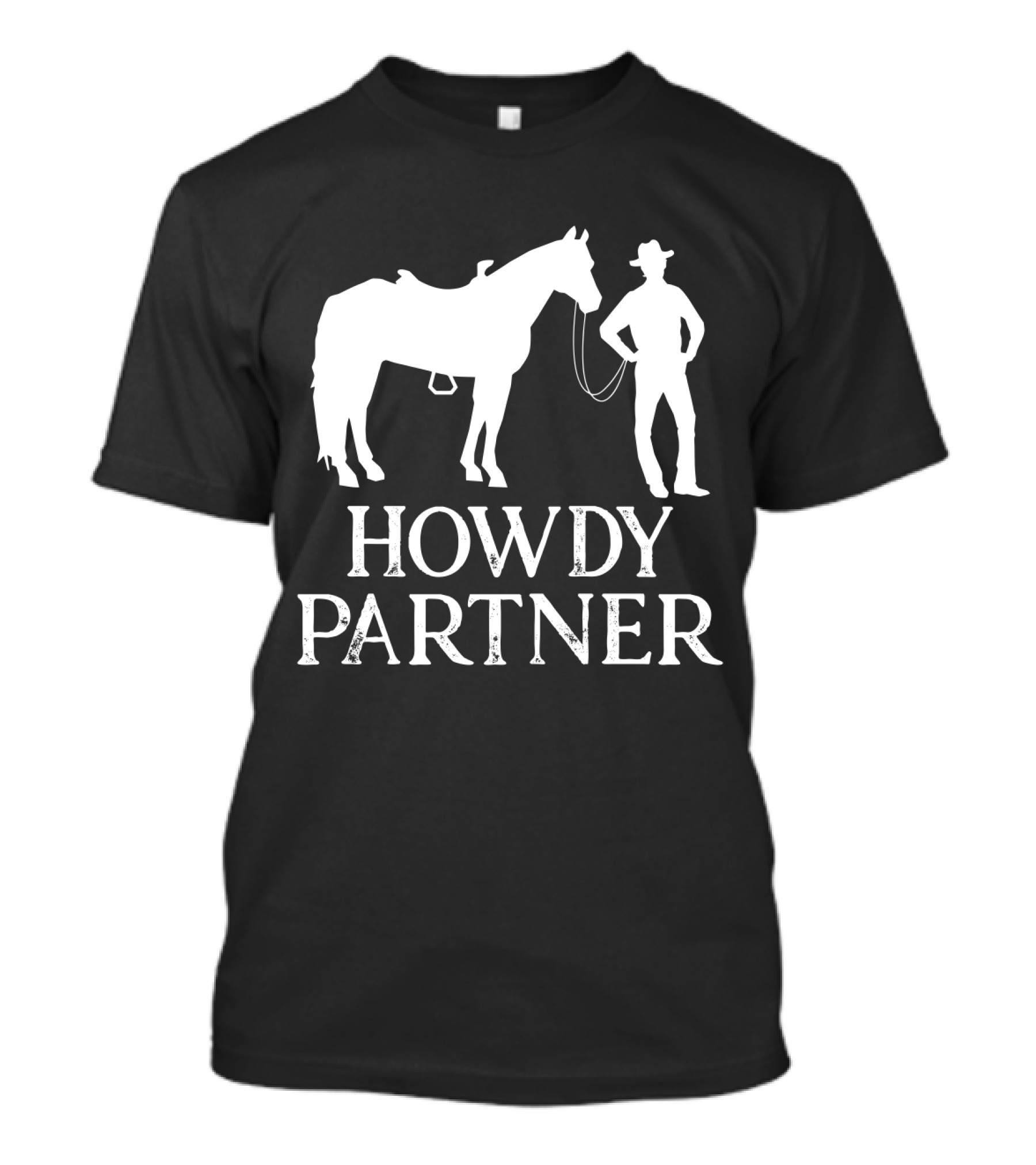 Howdy Partner Western Style Cowboy And Horse T-Shirt