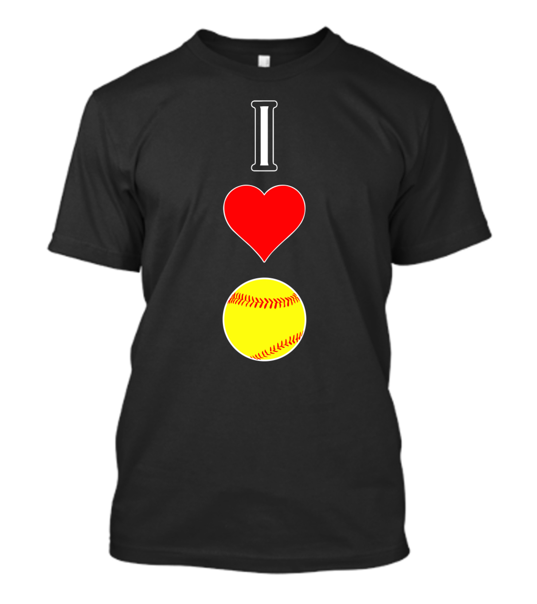 I Love Softball Player Vertical Heart Softball T-Shirt