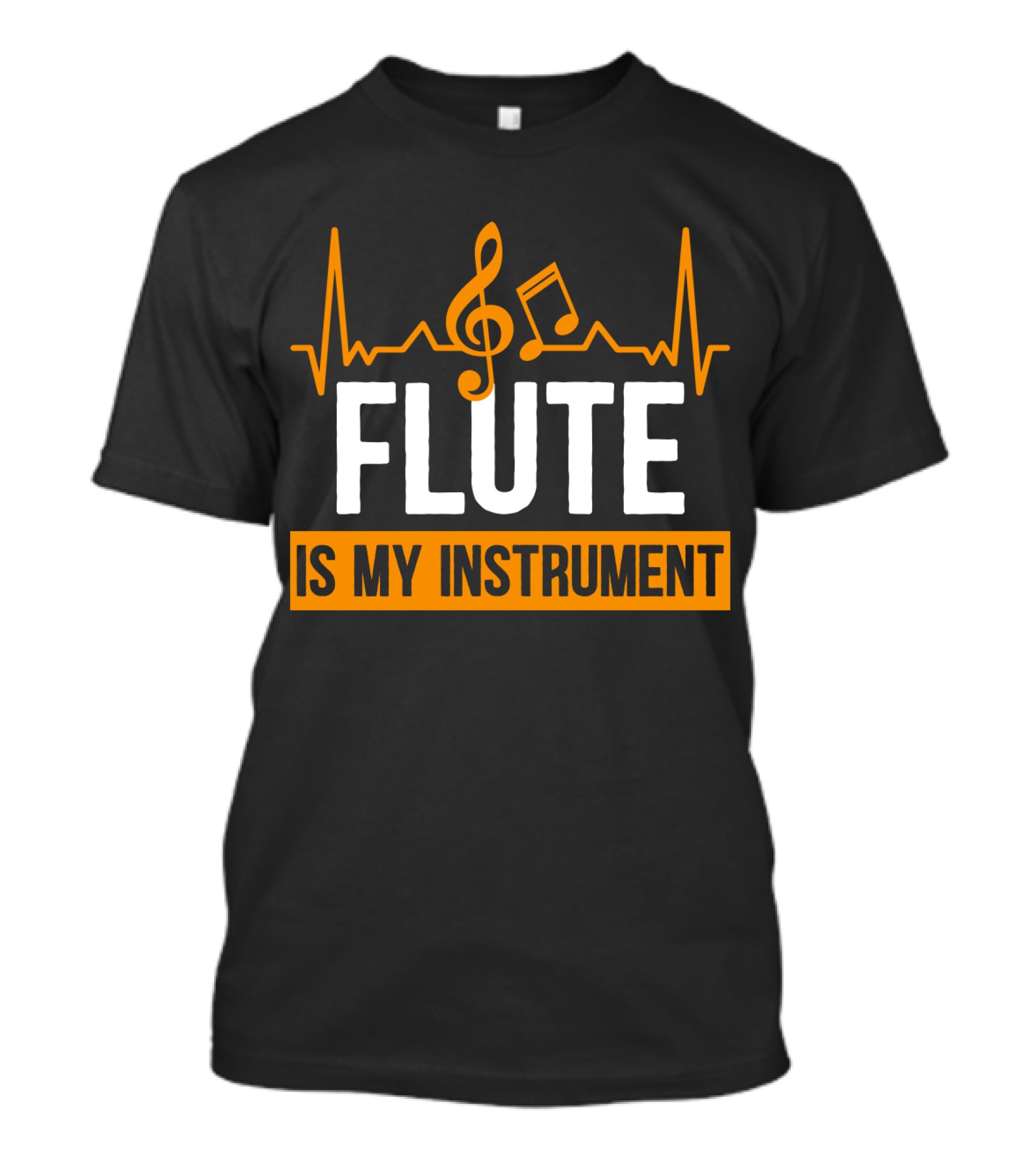 Flute Is My Instrument Musical Heartbeat Clef Notes T-Shirt