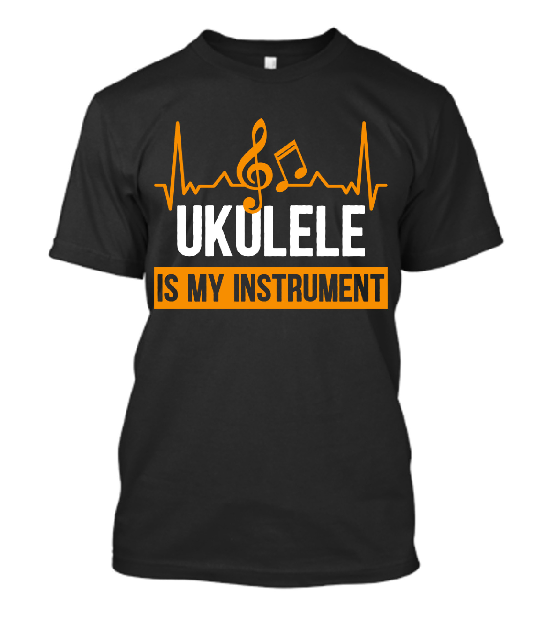 Ukulele Is My Instrument Clef Note Heartbeat Line T-Shirt