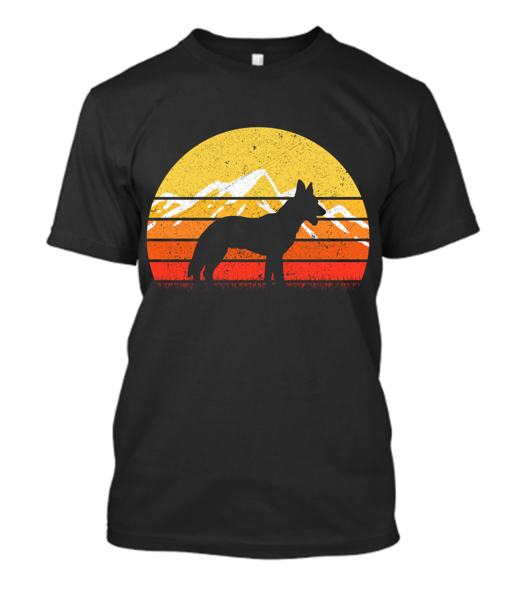 Retro Vintage Belgian Malinois Dog Sunset Mountain T-Shirt