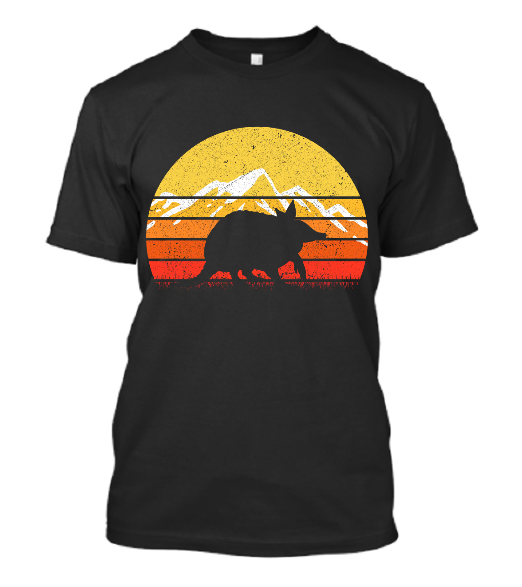 Retro Vintage Armadillo Silhouette With Sunrise Mountains T-Shirt