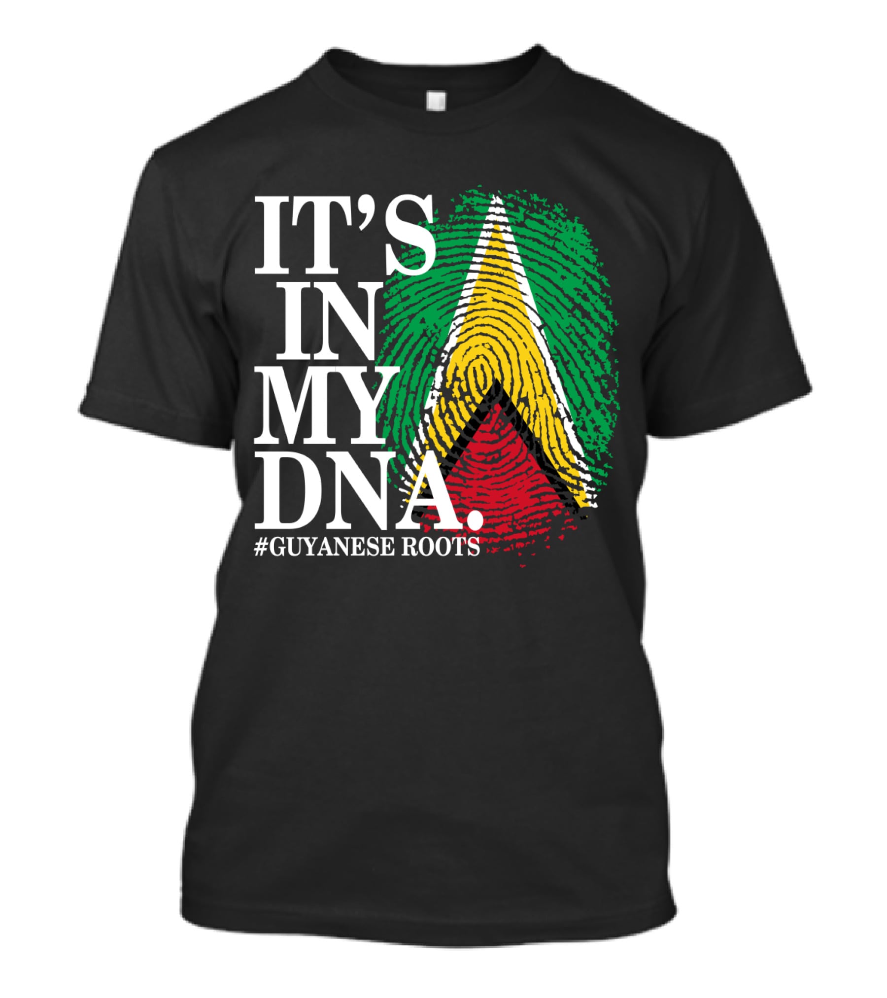 IT'S IN MY DNA Guyanese Roots Guyana Flag Fingerprint T-Shirt