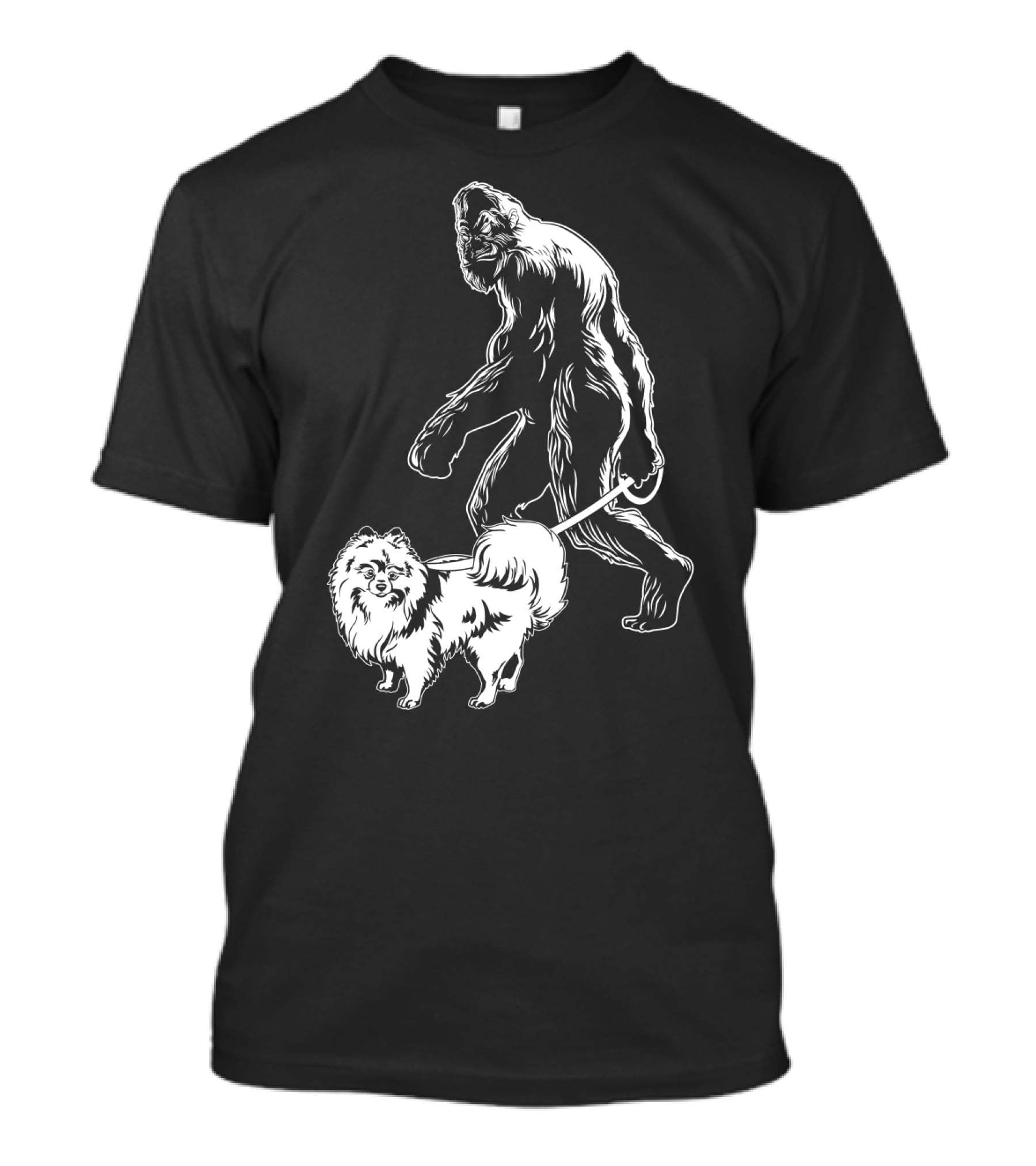 Bigfoot Walking Pomeranian Dog T-Shirt
