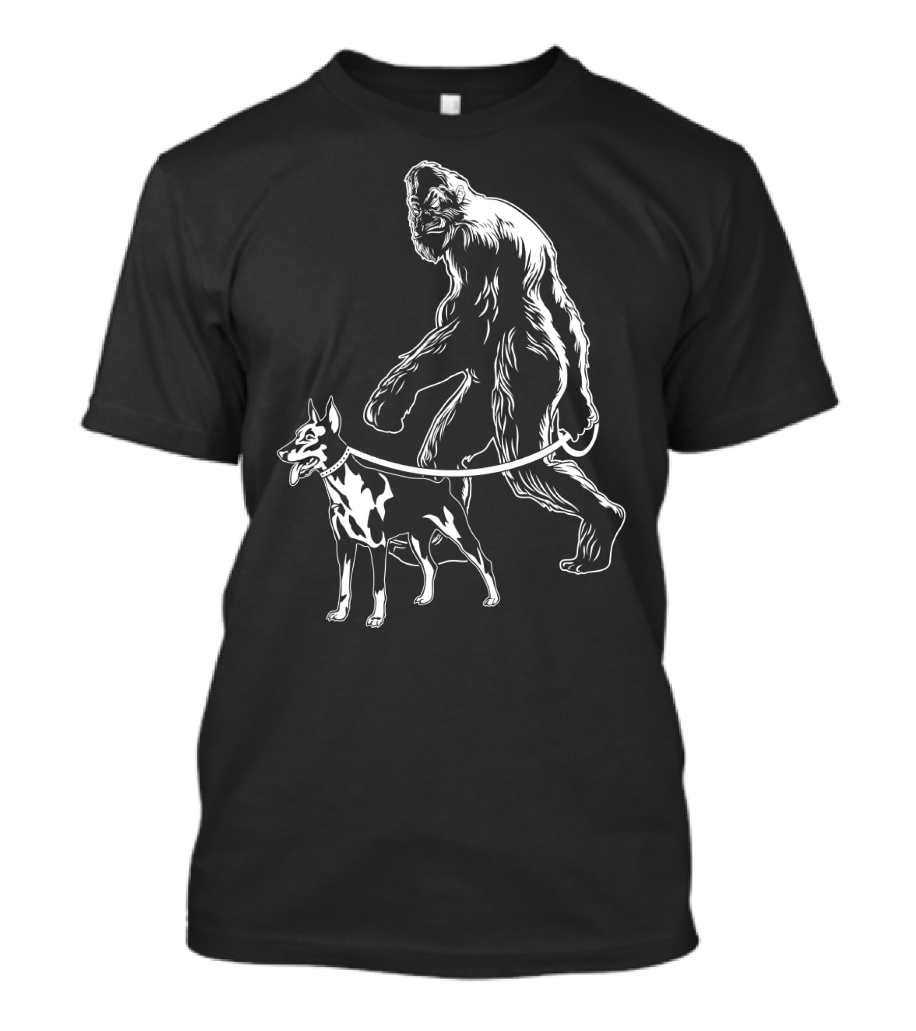 Bigfoot Walking Doberman Dog T-Shirt