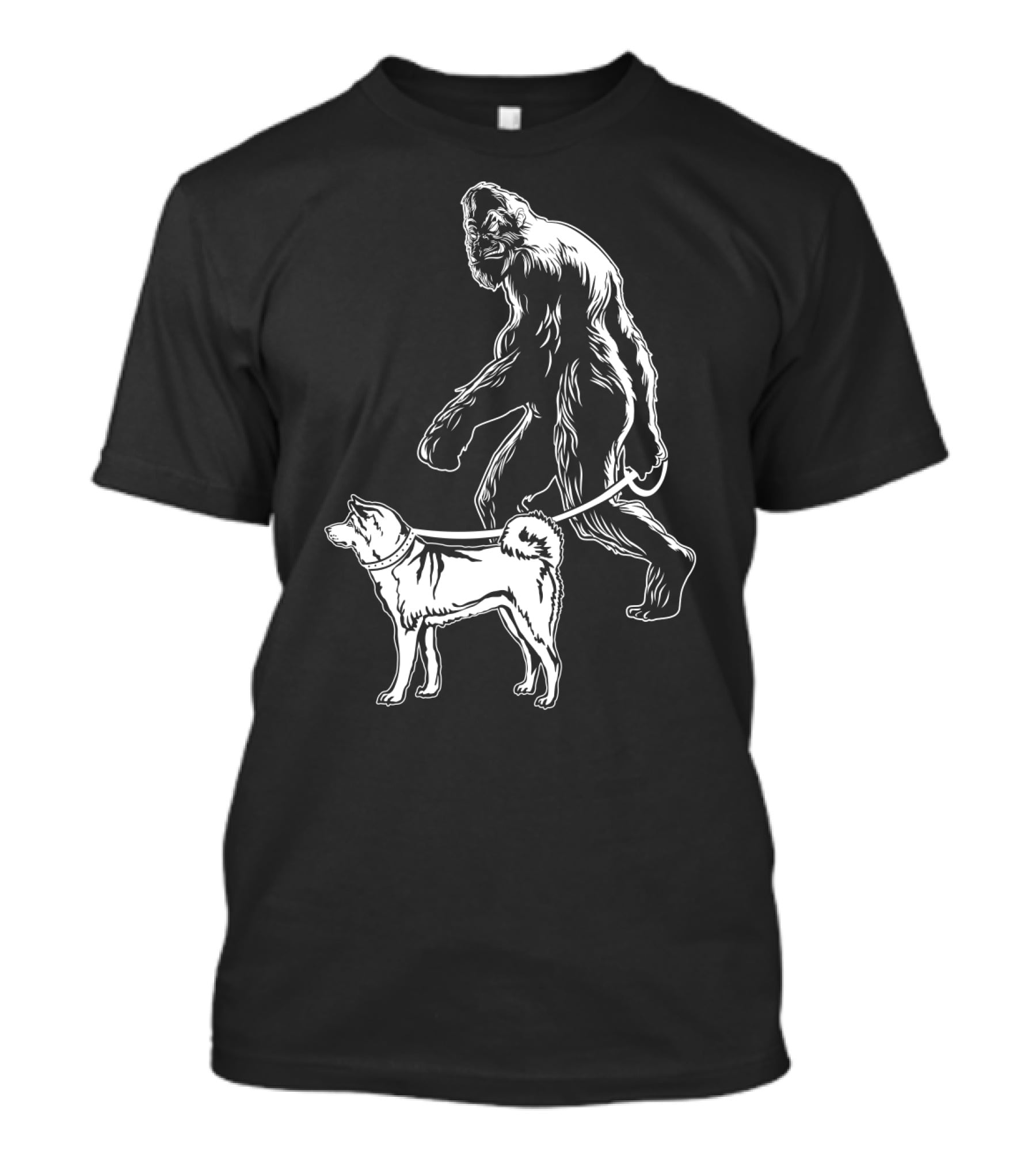 Bigfoot Walking Akita Dog T-Shirt