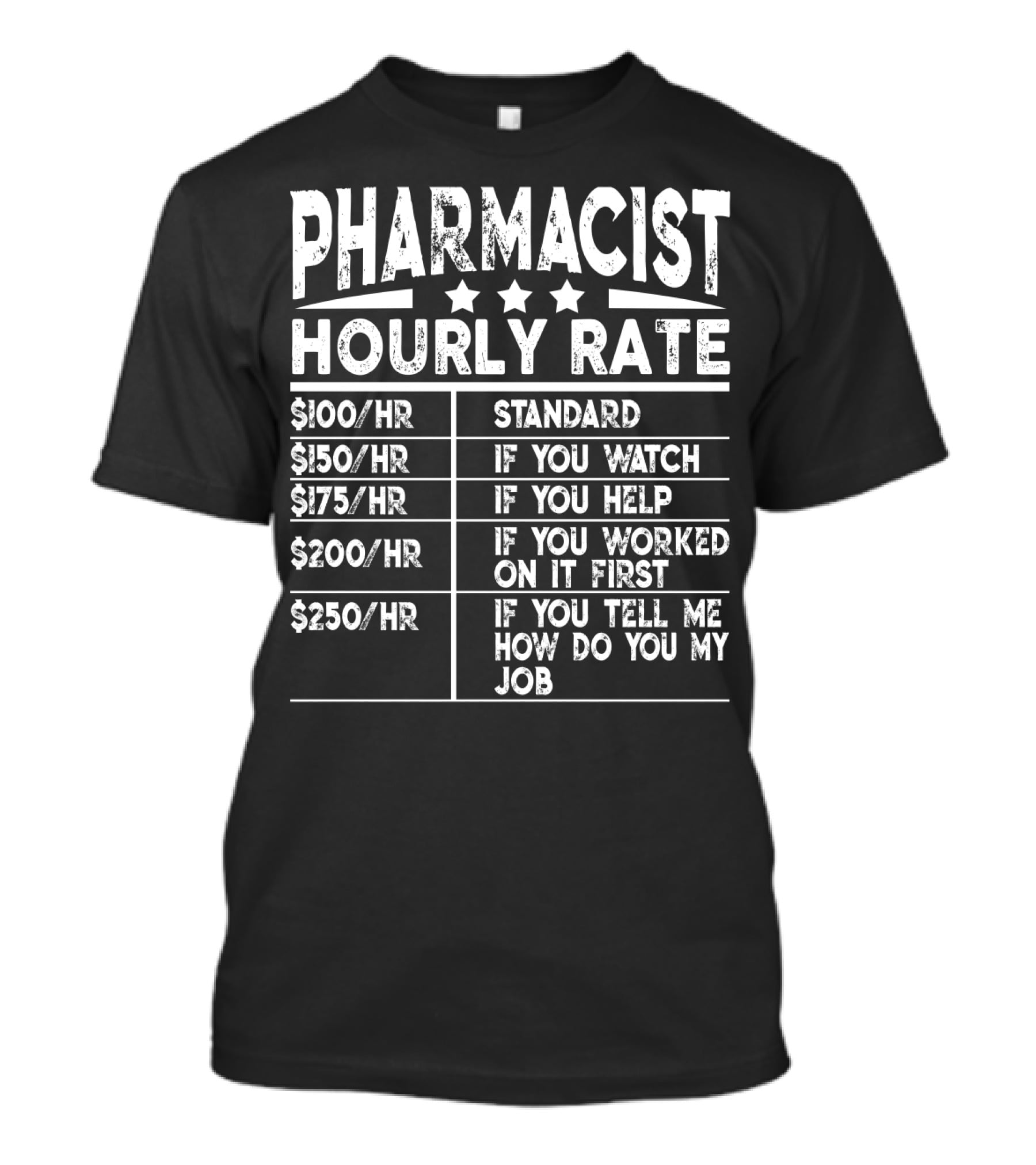 Pharmacist Hourly Rate Standard If You Watch If You Help If You Worked On It First If You Tell Me How To Do My Job T-Shirt
