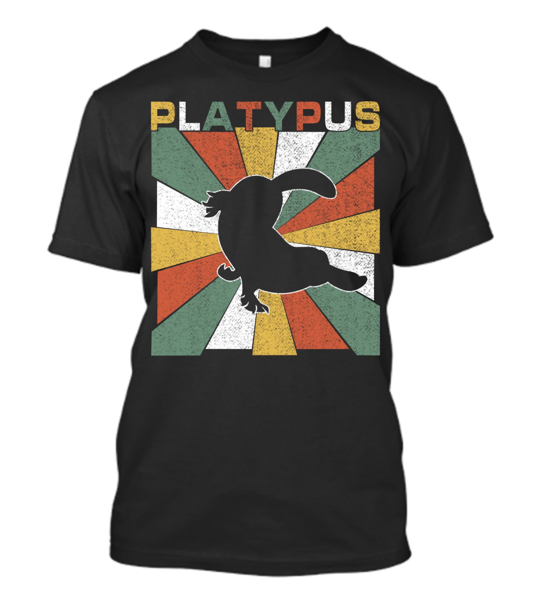 Platypus Retro 70s Vintage Silhouette Sunburst Colors T-Shirt