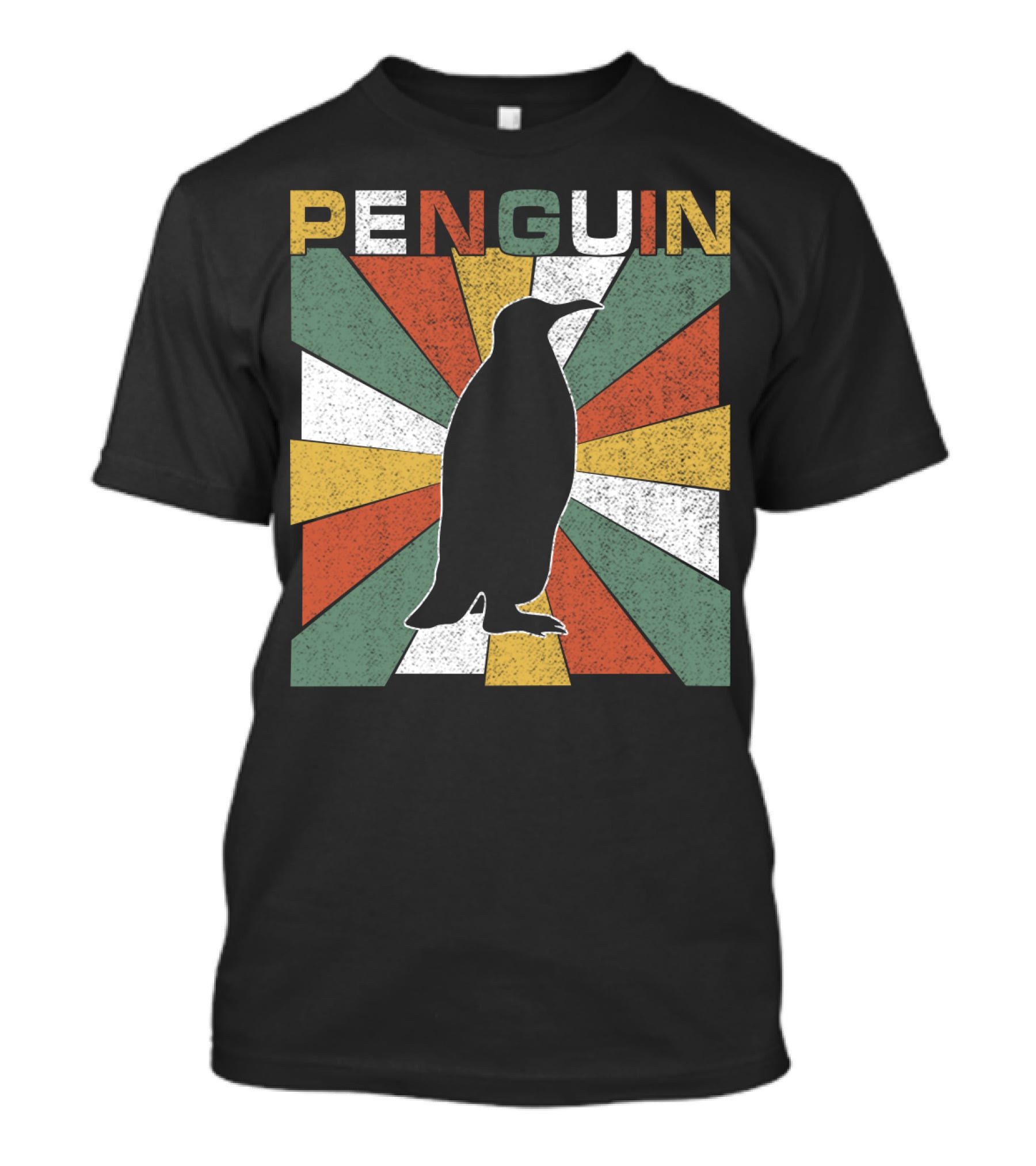 Penguin 70s Silhouette Vintage Retro Sunburst T-Shirt