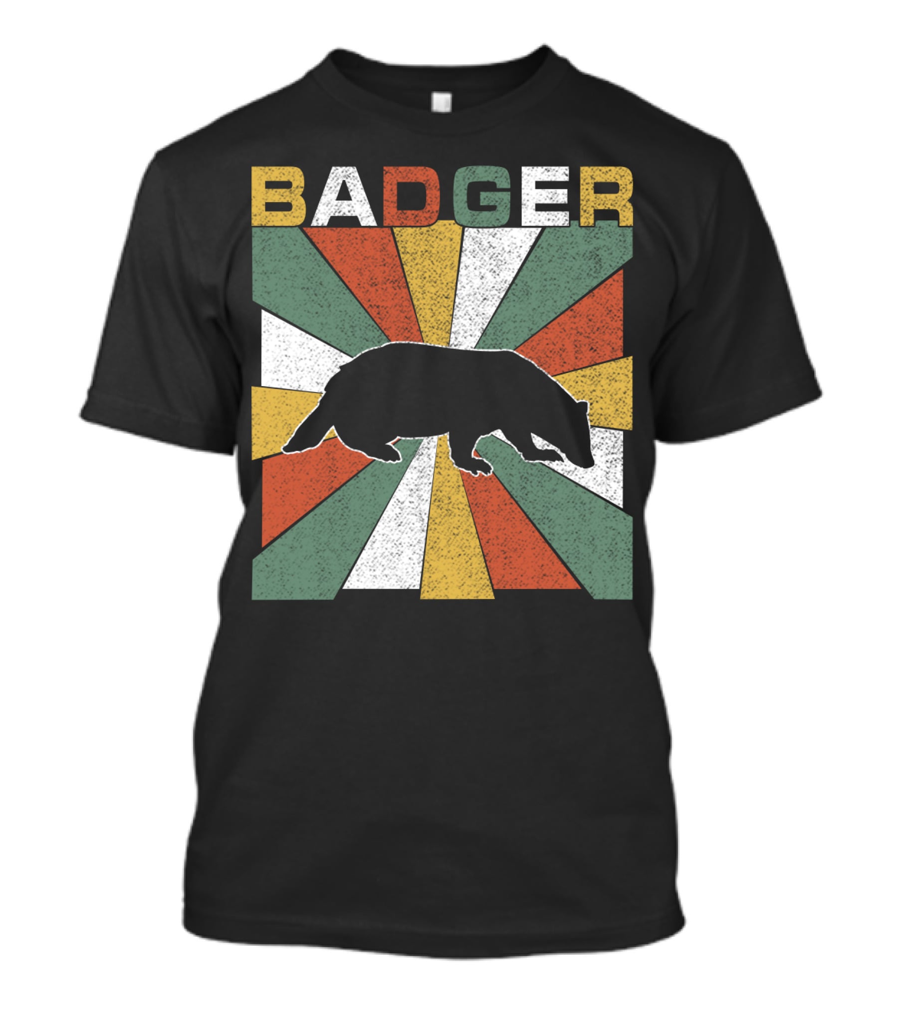 BADGER Vintage 70s Silhouette With Colorful Retro Stripes T-Shirt