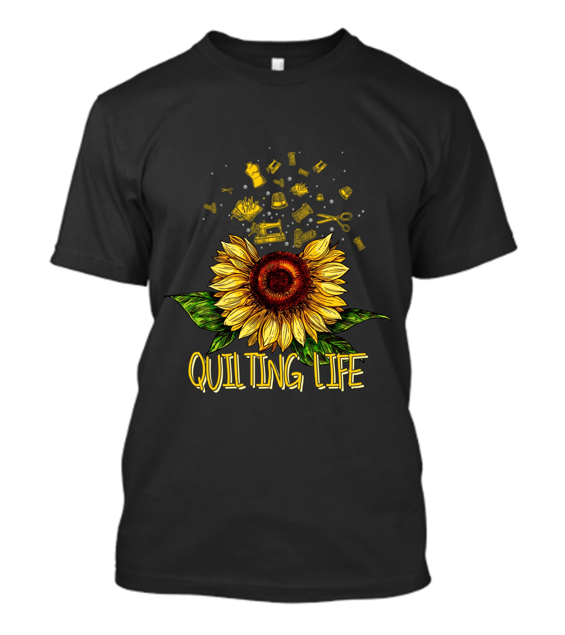 Quilting Life Sunflower With Sewing Tools T-Shirt