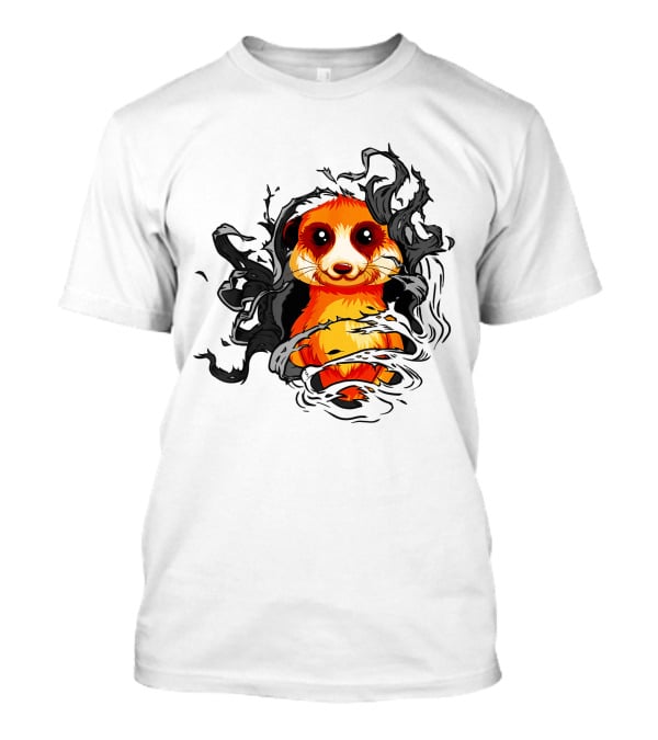 Meerkat Vivid Orange Burst Black Swirls T-Shirt