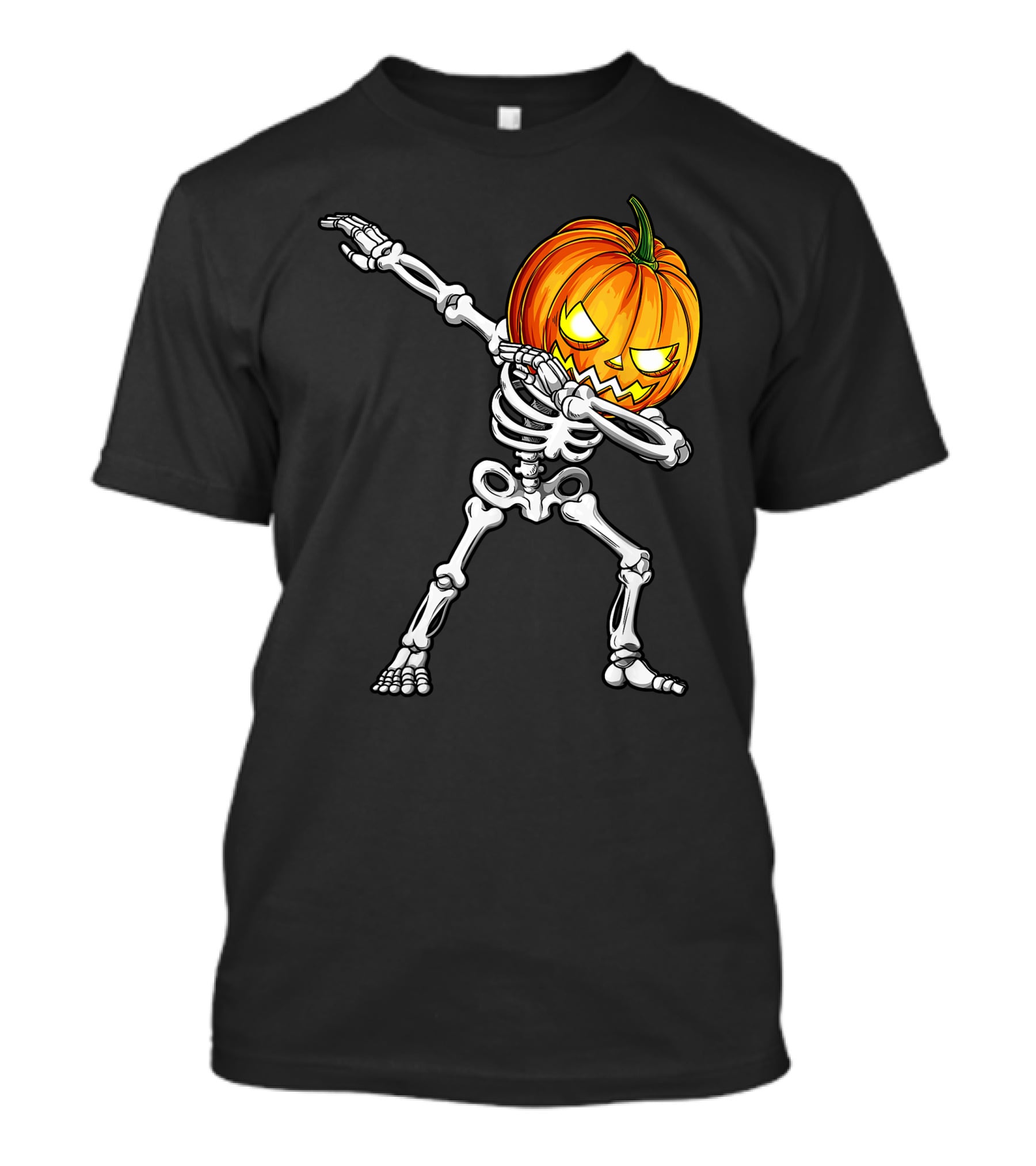 Halloween Dabbing Skeleton With Pumpkin Head T-Shirt