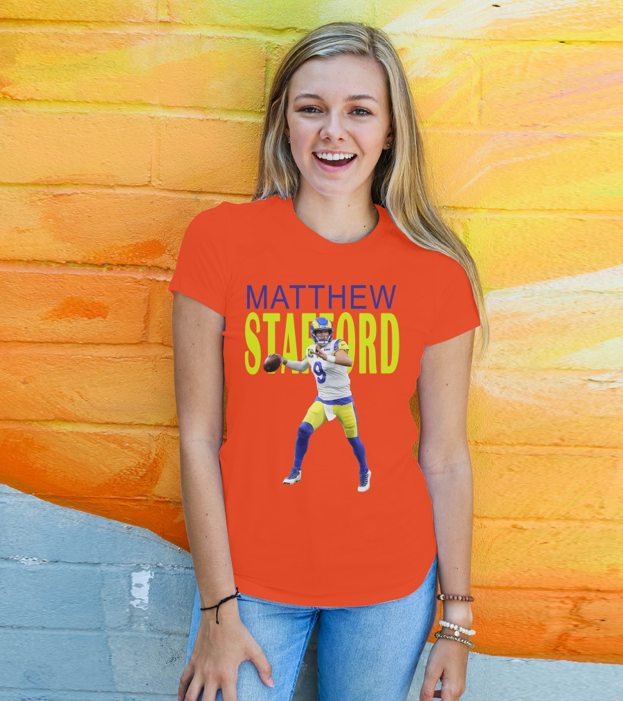 Matthew Stafford Rams Quarterback NFL Football Action T-Shirt