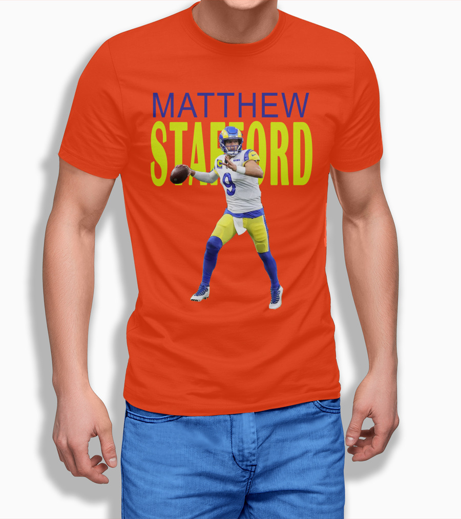 Matthew Stafford Rams Quarterback NFL Football Action T-Shirt