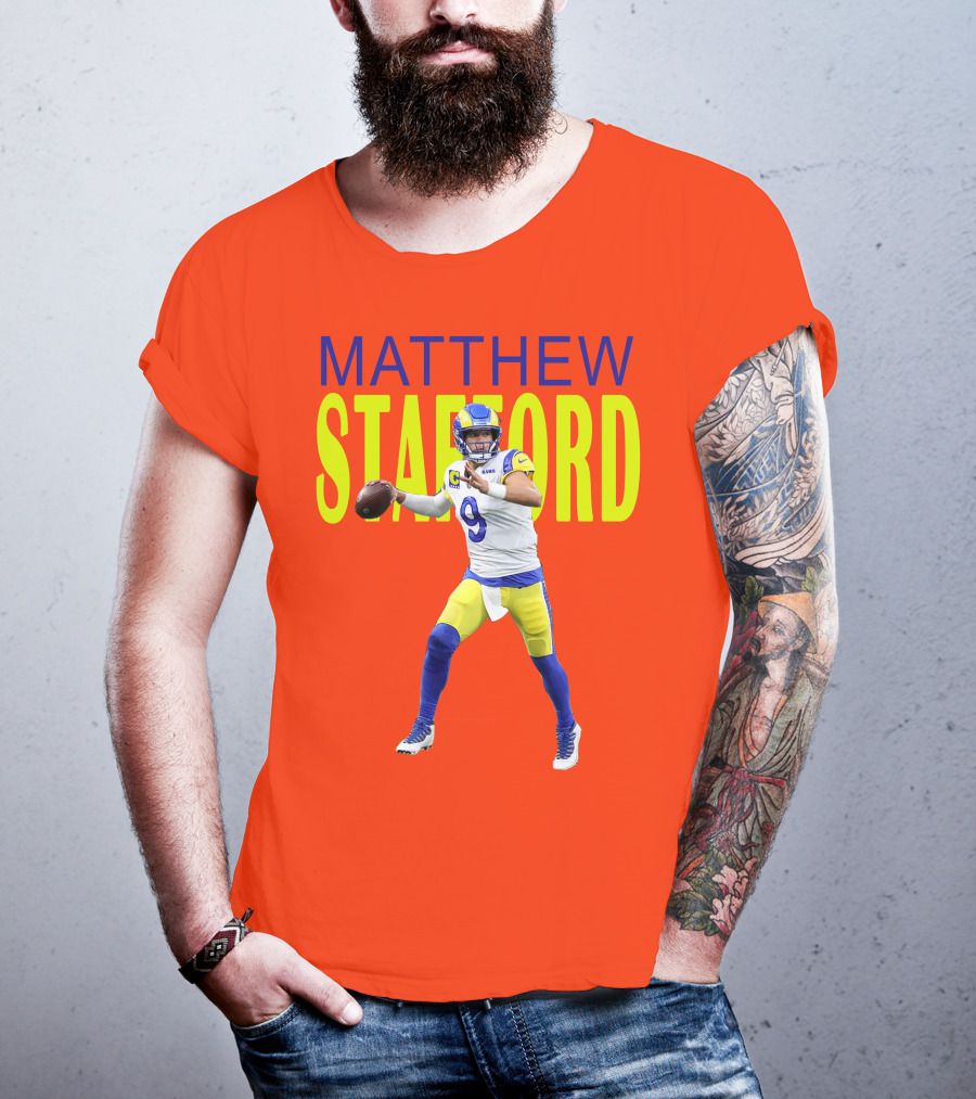 Matthew Stafford Rams Quarterback NFL Football Action T-Shirt