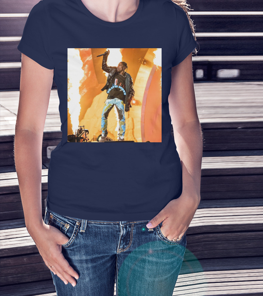 Travis Scott Live Concert Performance With Fire Effects T-Shirt