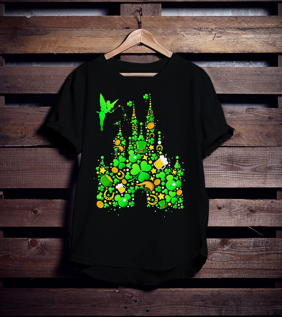 DN Castle St. Patrick's Day Tinkerbell Shamrocks Leprechaun Hat 2 T-Shirt