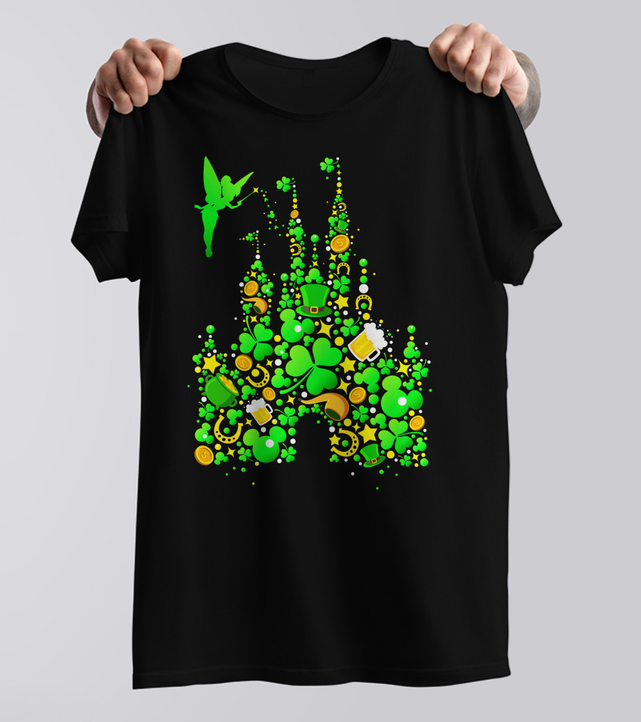 DN Castle St. Patrick's Day Tinkerbell Shamrocks Leprechaun Hat 2 T-Shirt