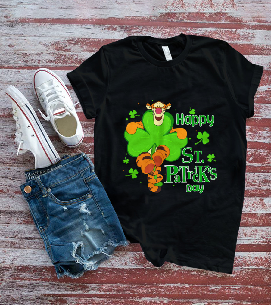 Happy St. Patrick's Day Tigger Clover T-Shirt