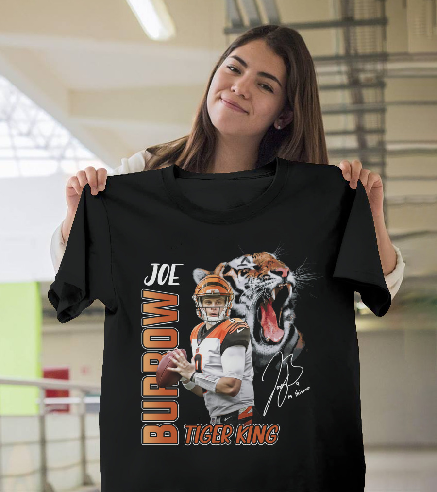 JOE BURROW TIGER KING CINCINNATI BENGALS FOOTBALL T-Shirt