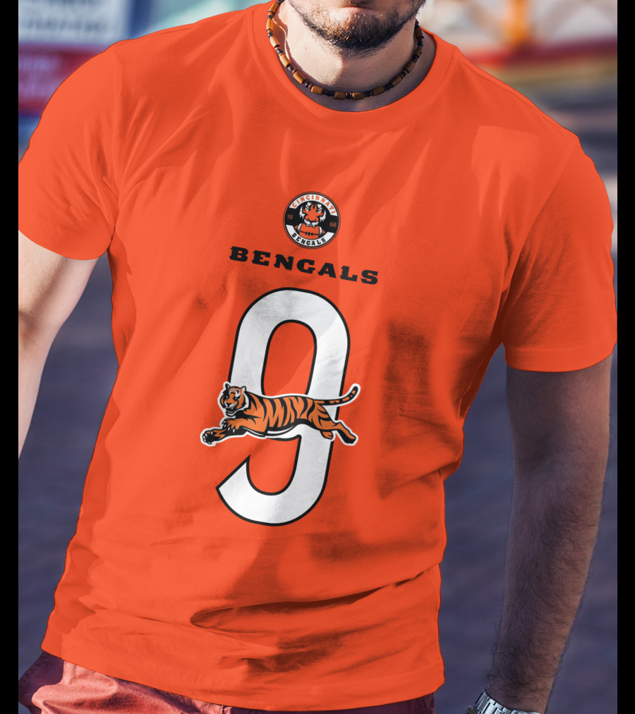 Joe Burrow Cincinnati Bengals Tiger Number 9 T-Shirt
