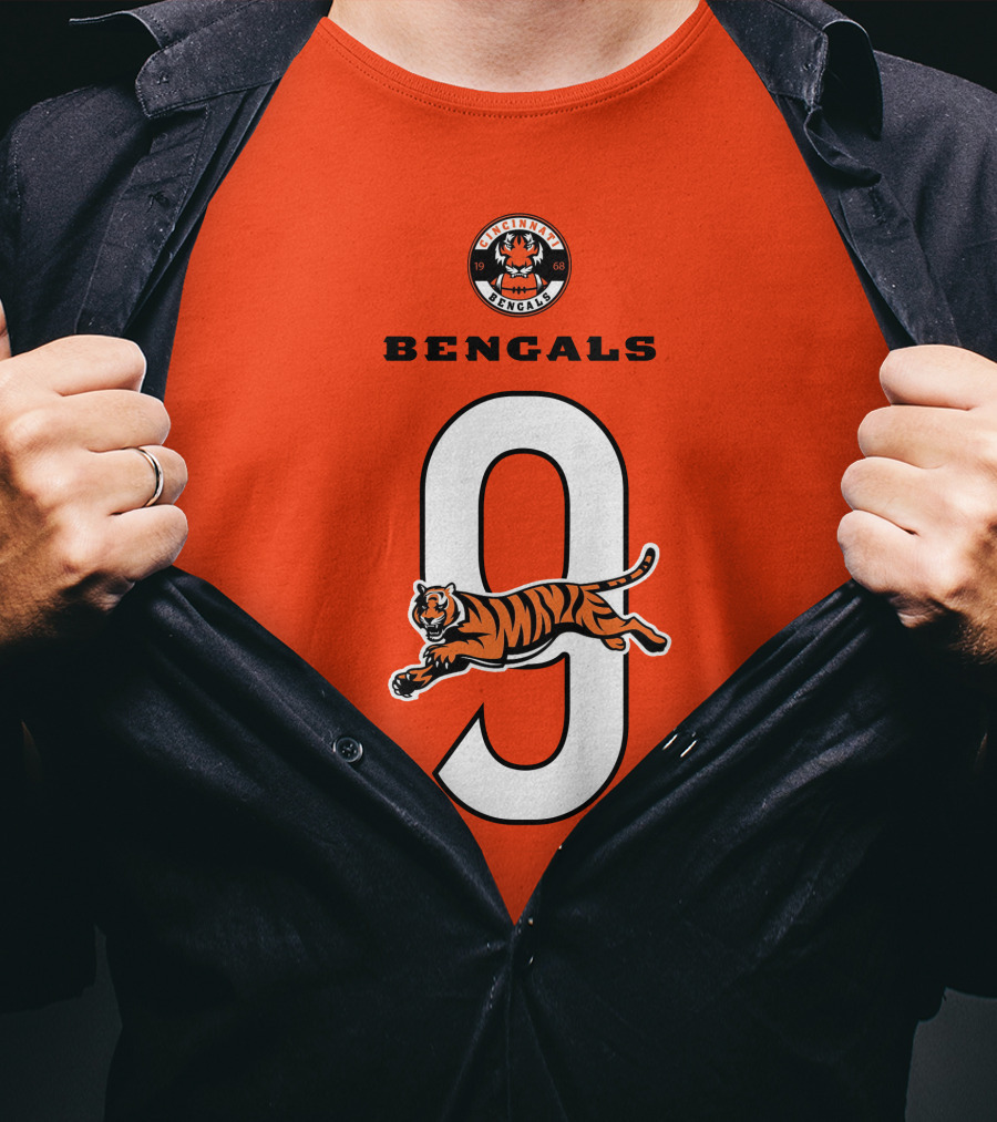 Joe Burrow Cincinnati Bengals Tiger Number 9 T-Shirt