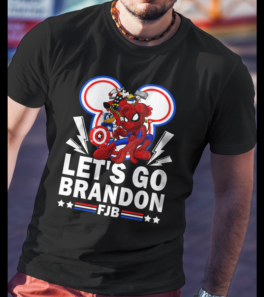 Let's Go Brandon FJB Disney Marvel Spiderman Thor Captain America Mickey Donald T-Shirt