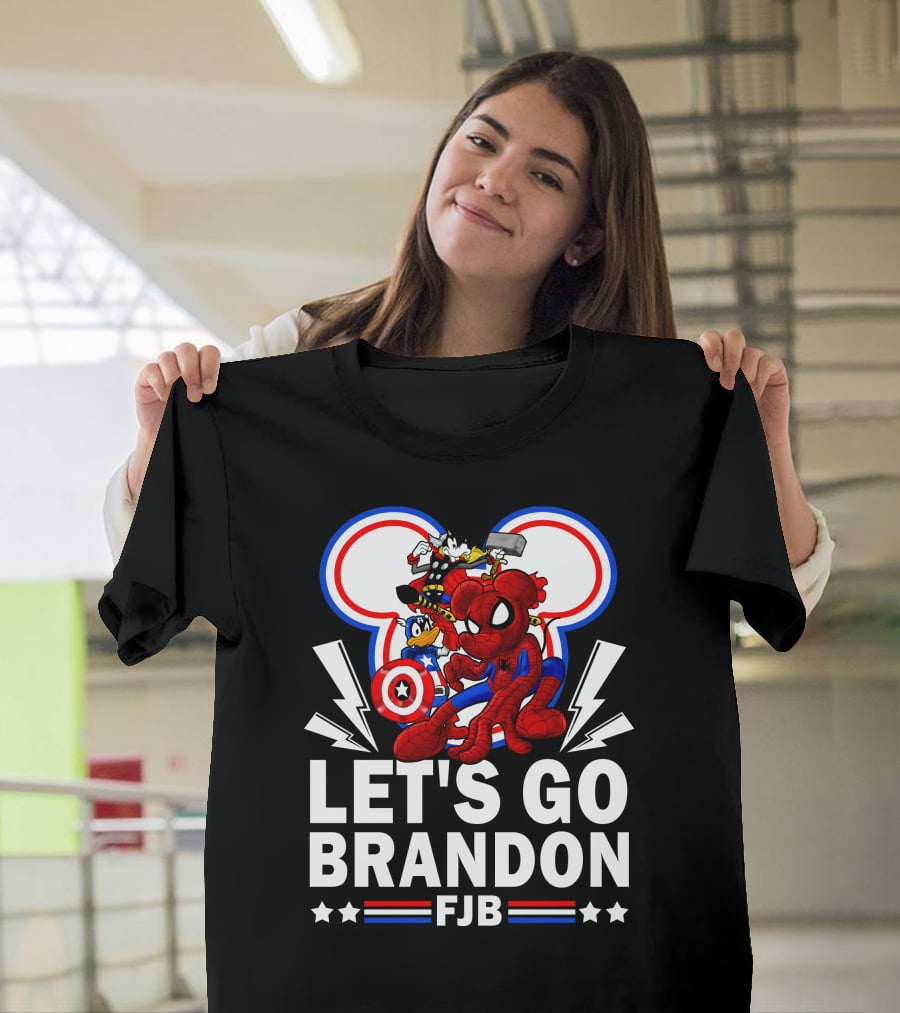 Let's Go Brandon FJB Disney Marvel Spiderman Thor Captain America Mickey Donald T-Shirt