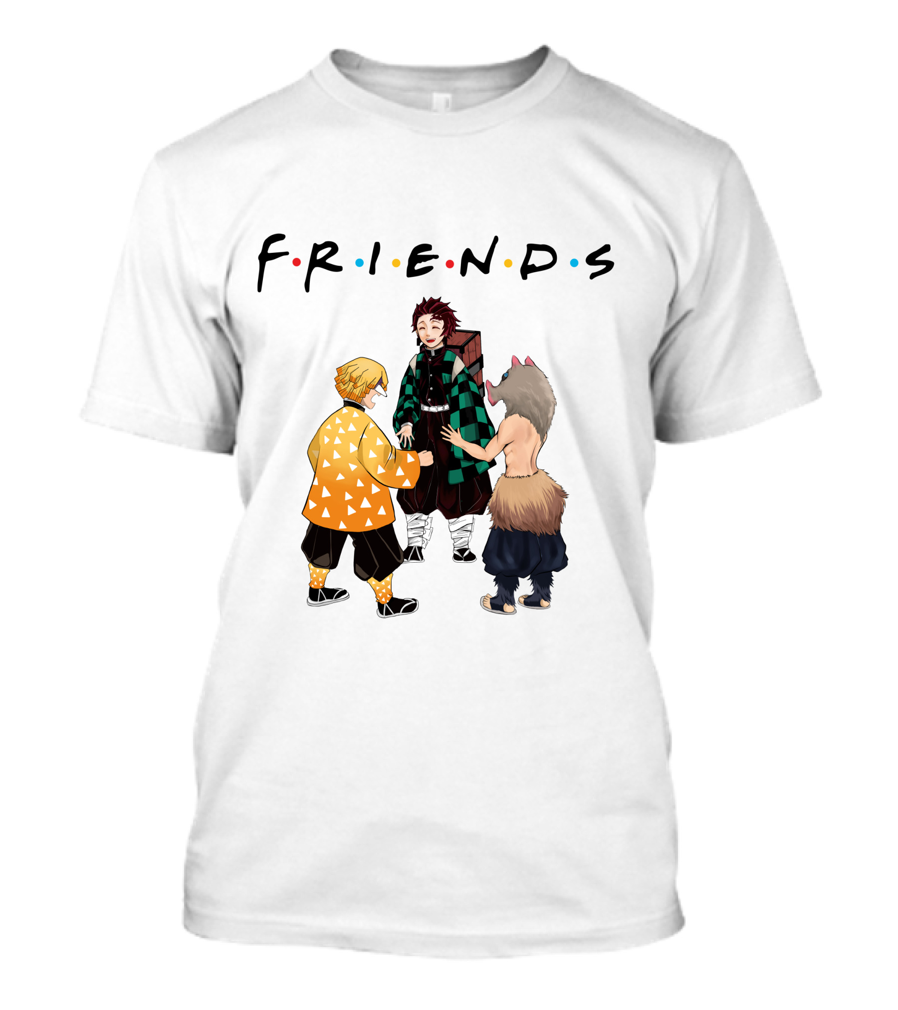 Friends Rock Paper Scissors With Anime Characters T-Shirt