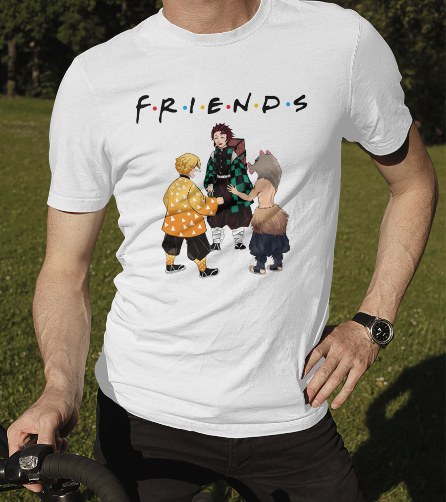 Friends Rock Paper Scissors With Anime Characters T-Shirt