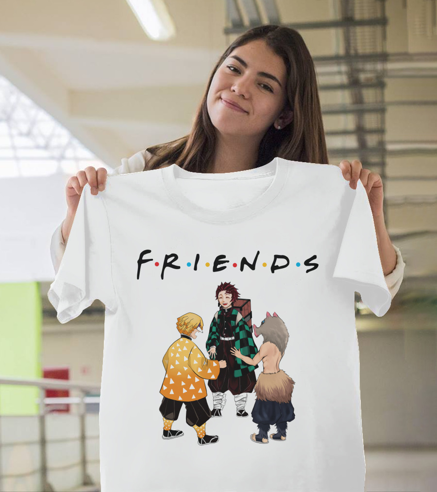Friends Rock Paper Scissors With Anime Characters T-Shirt
