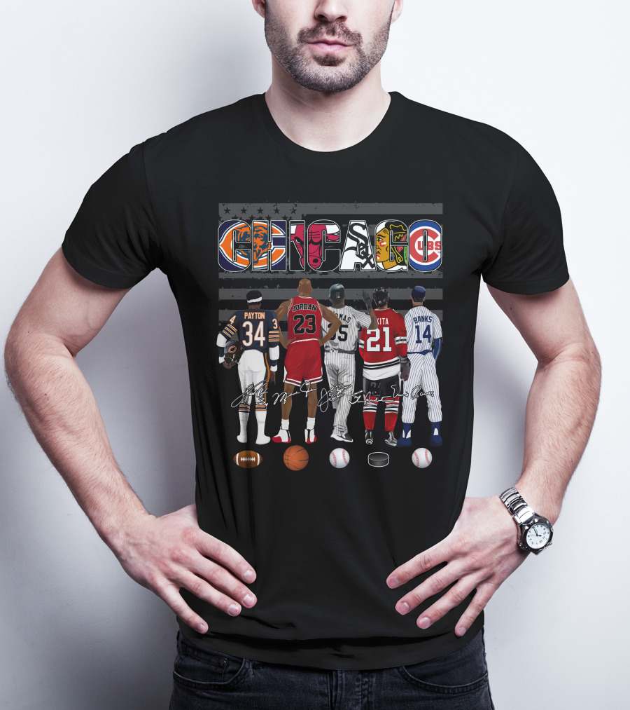 Chicago Icons Payton Jordan Thomas Mikita Banks Jerseys Signatures T-Shirt